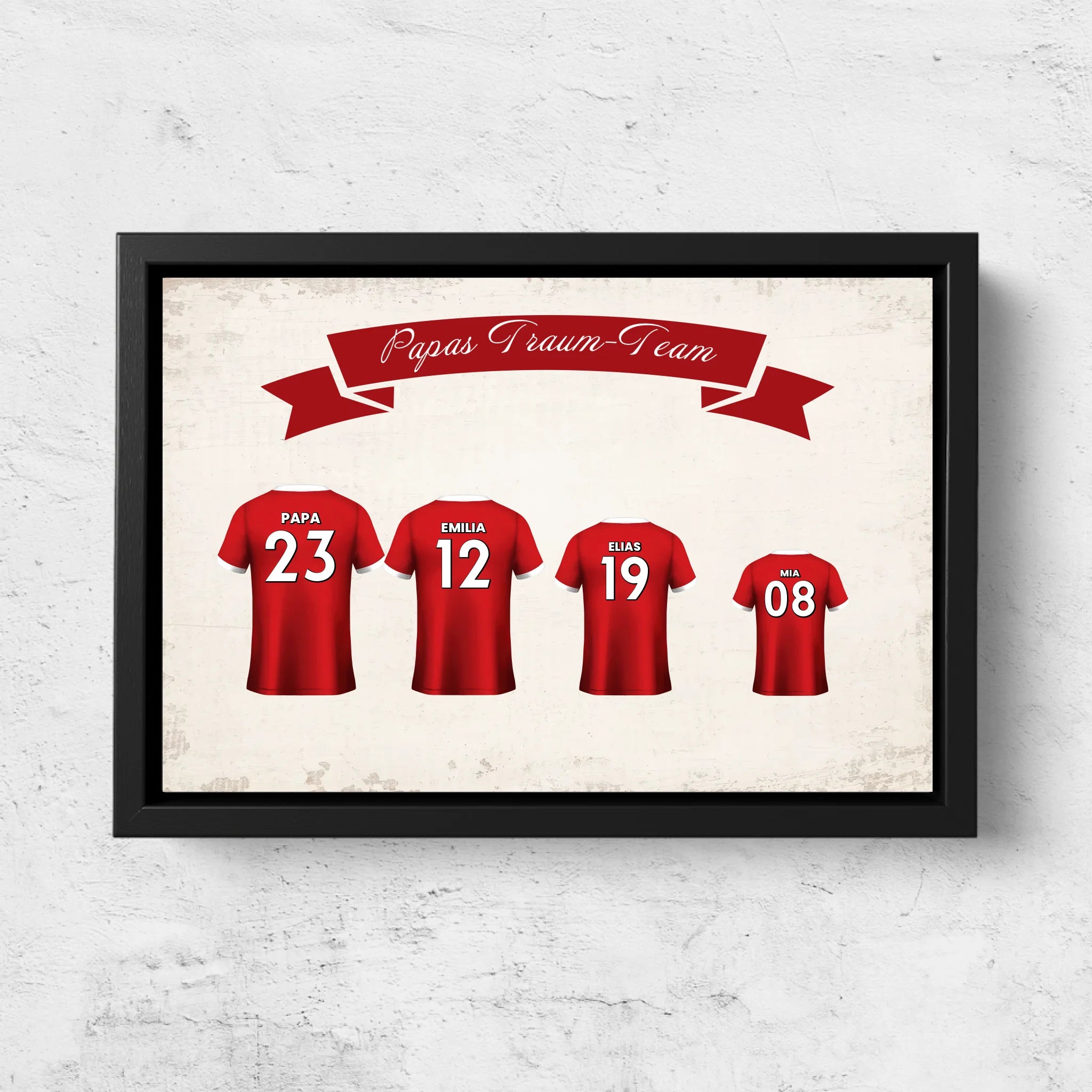 Personalisierte Leinwand "Papas Fußball Team mit personalisierbarem Trikot"