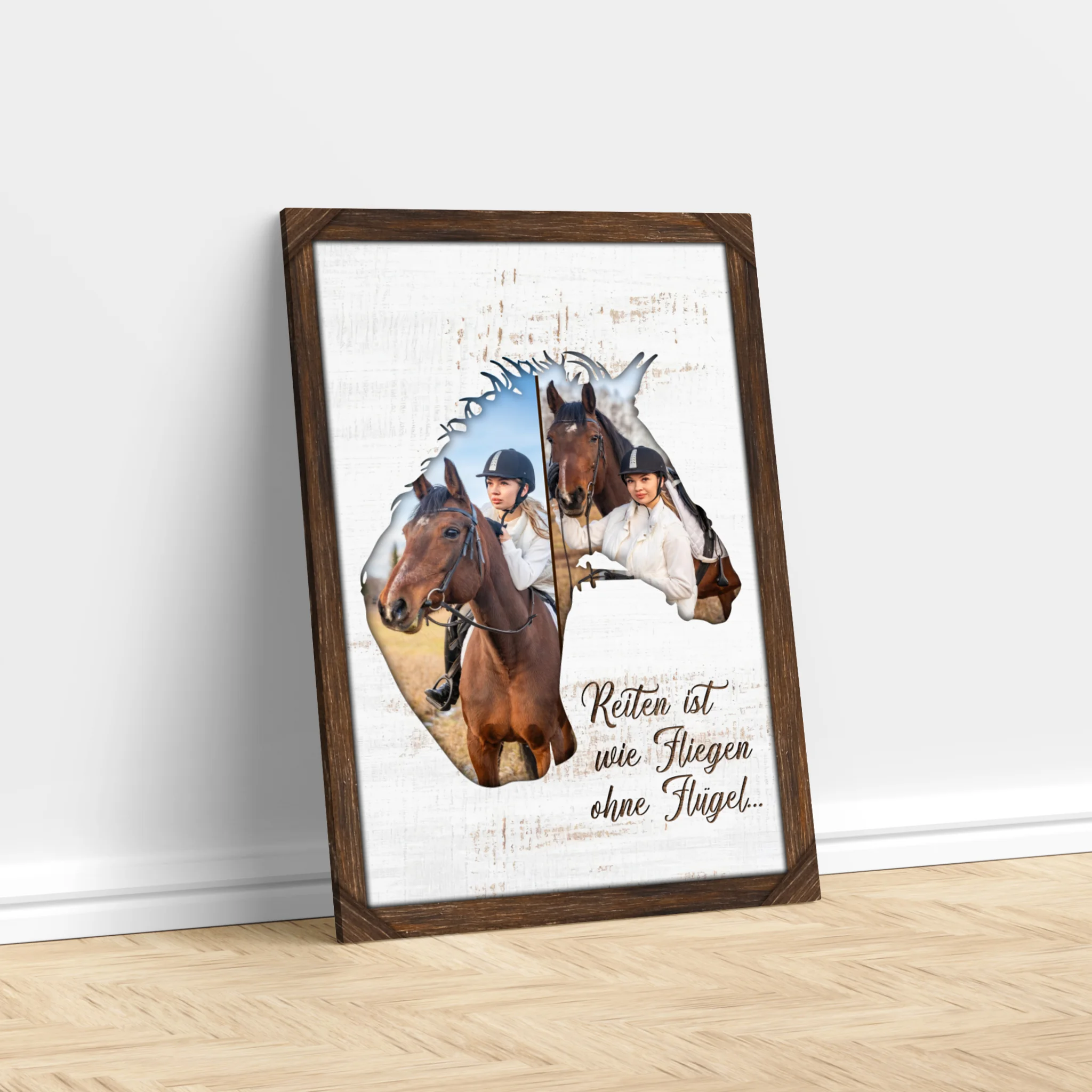 Personalisierte Leinwand "Auf einem Pferd zu reiten ist wie ohne Flügel zu fliegen"