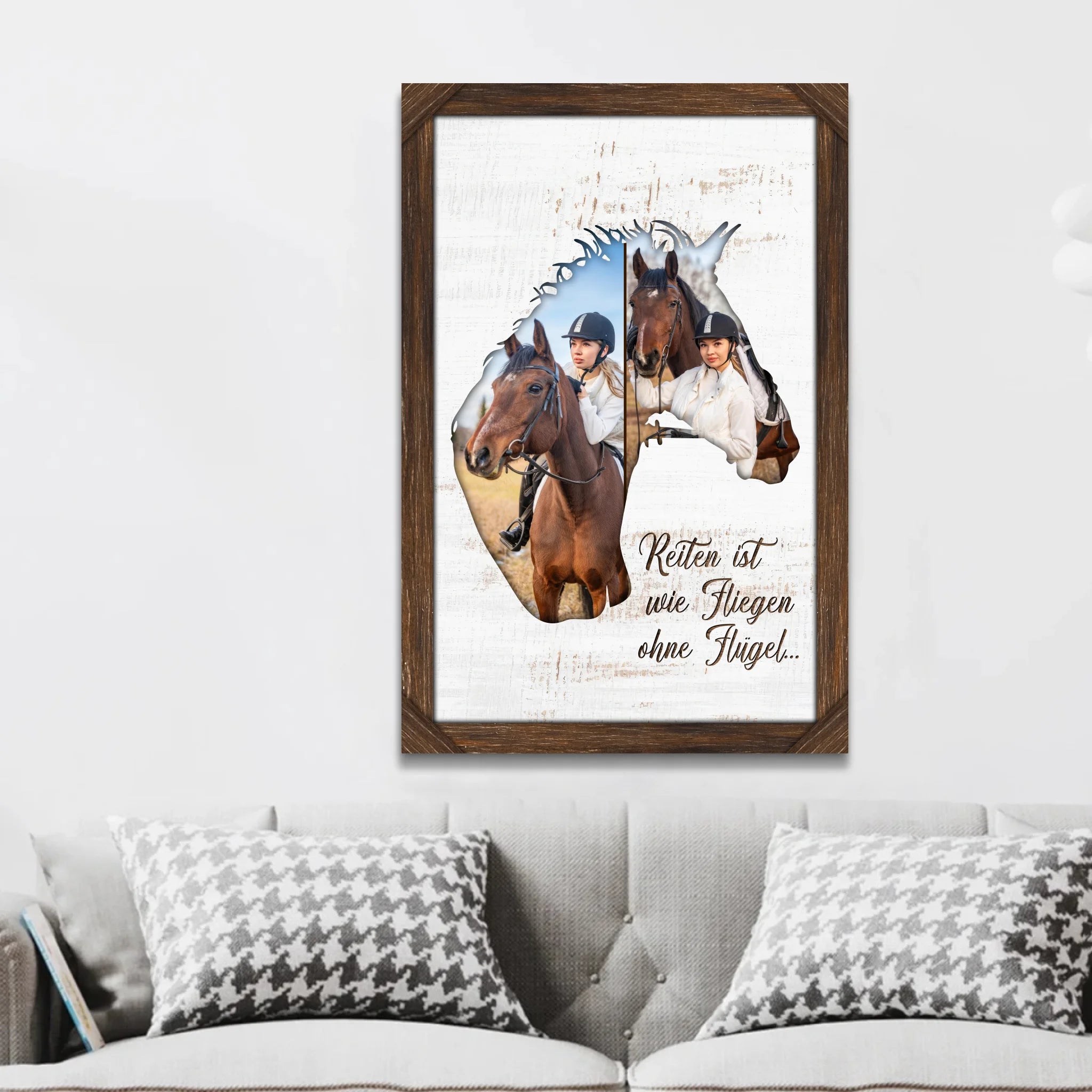 Personalisierte Leinwand "Auf einem Pferd zu reiten ist wie ohne Flügel zu fliegen"
