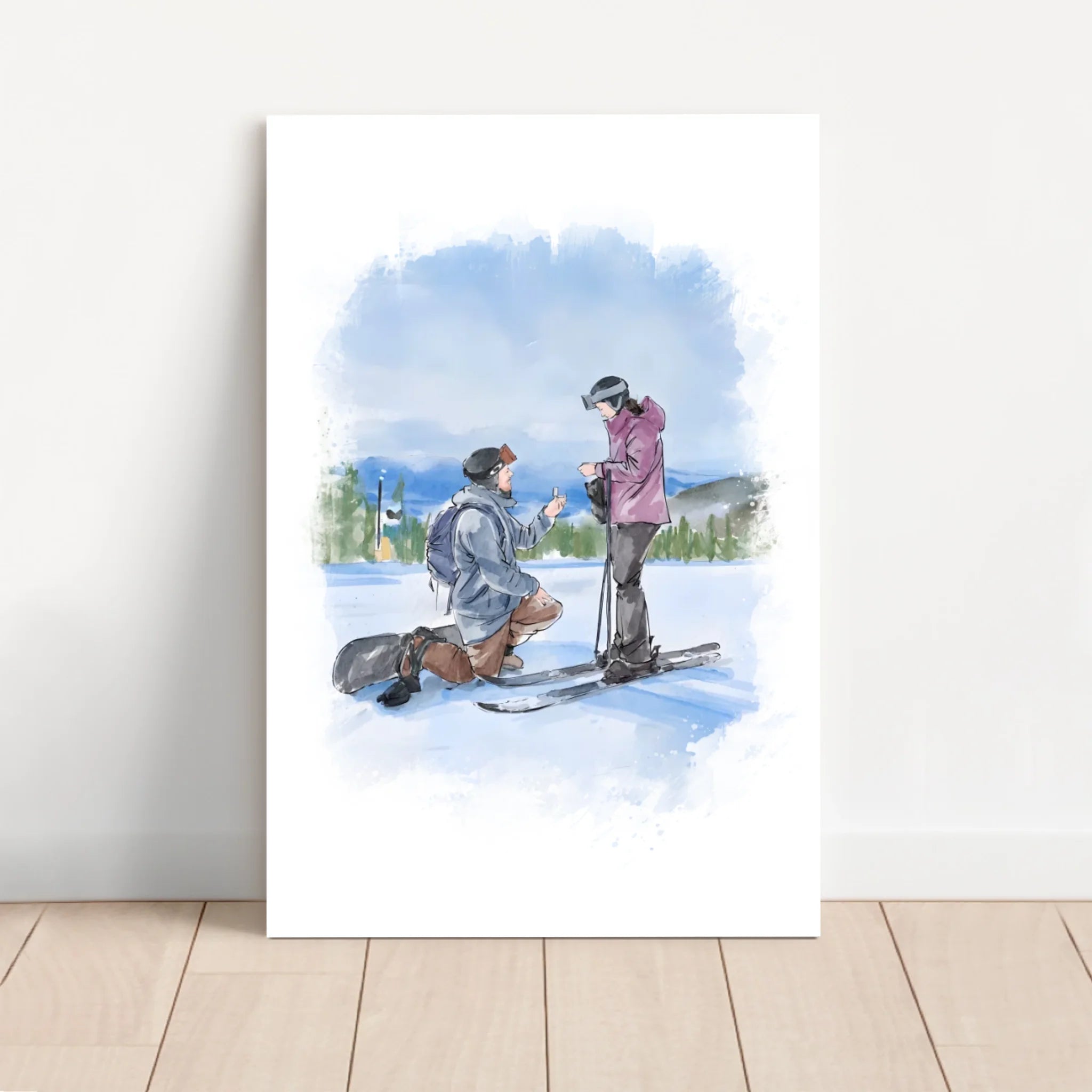 Personalisierte Leinwand – Paar-Aquarellkunst nach Foto
