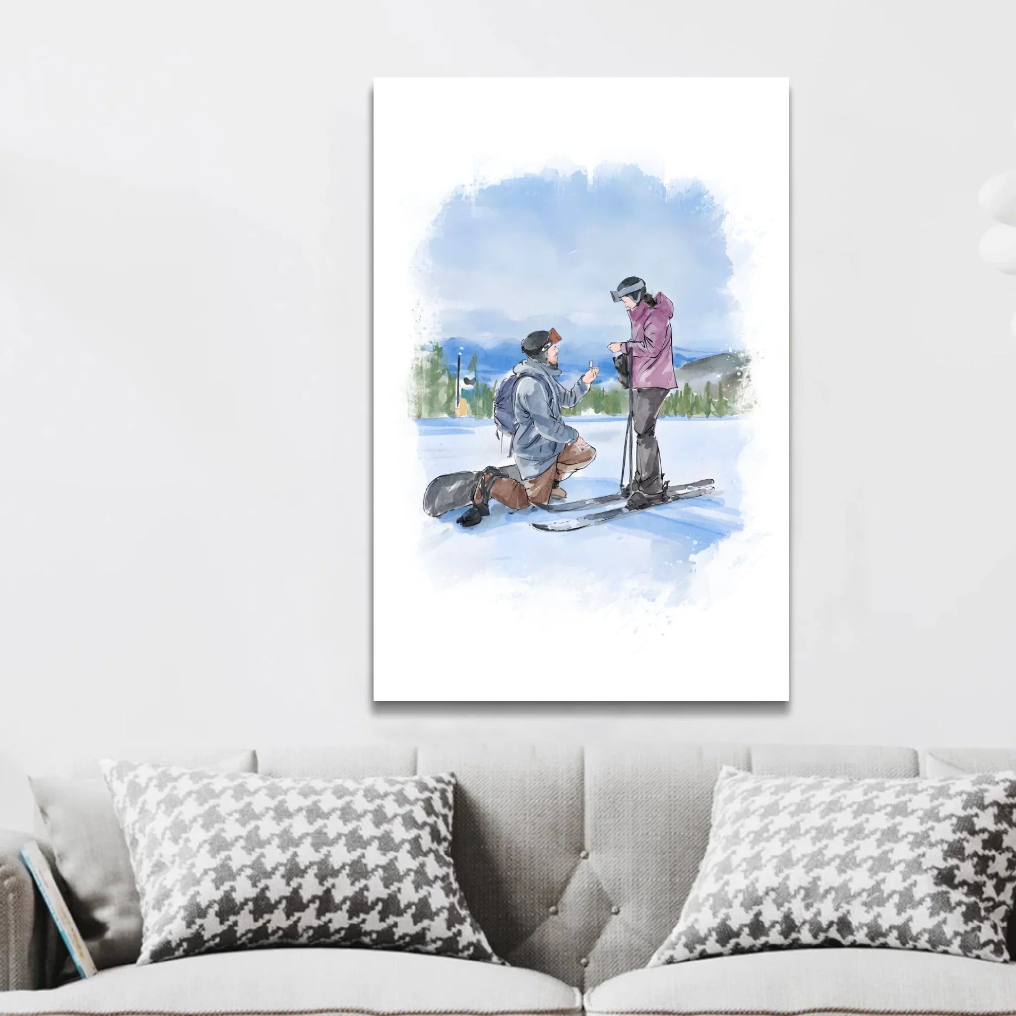 Personalisierte Leinwand – Paar-Aquarellkunst nach Foto