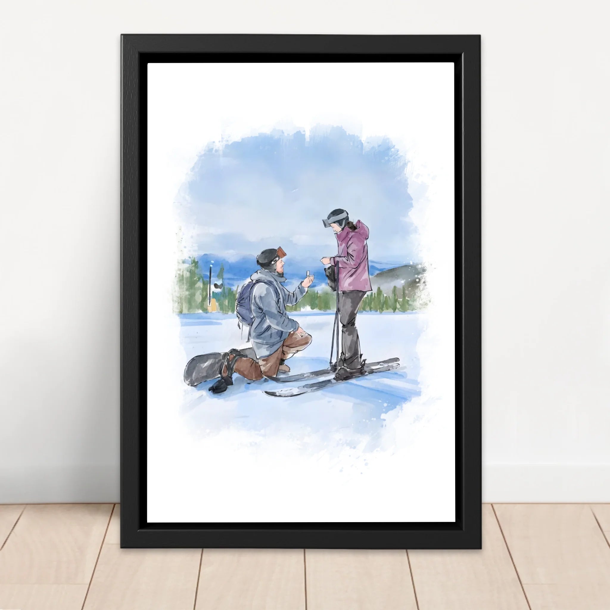 Personalisierte Leinwand – Paar-Aquarellkunst nach Foto