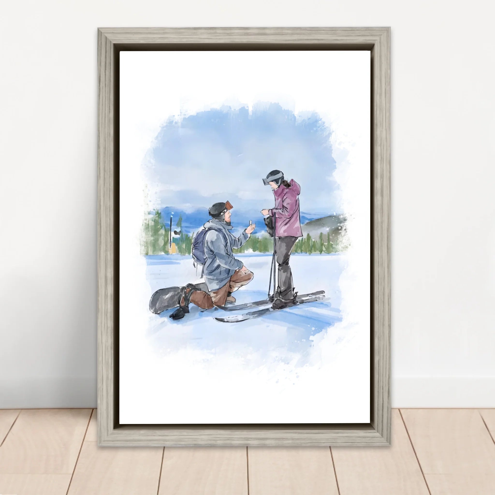 Personalisierte Leinwand – Paar-Aquarellkunst nach Foto