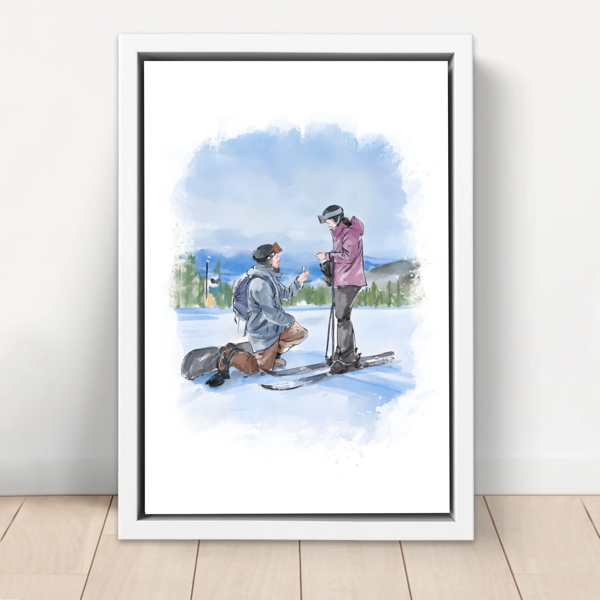Personalisierte Leinwand – Paar-Aquarellkunst nach Foto