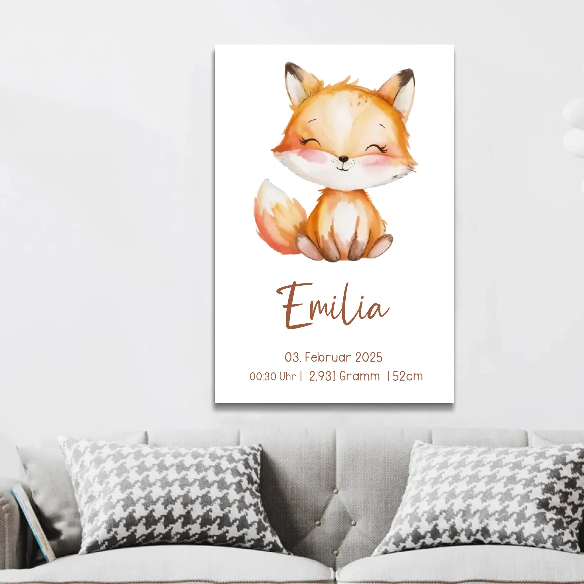 Personalisierte Leinwand – Geschenk zur Geburt mit Tiermotiv