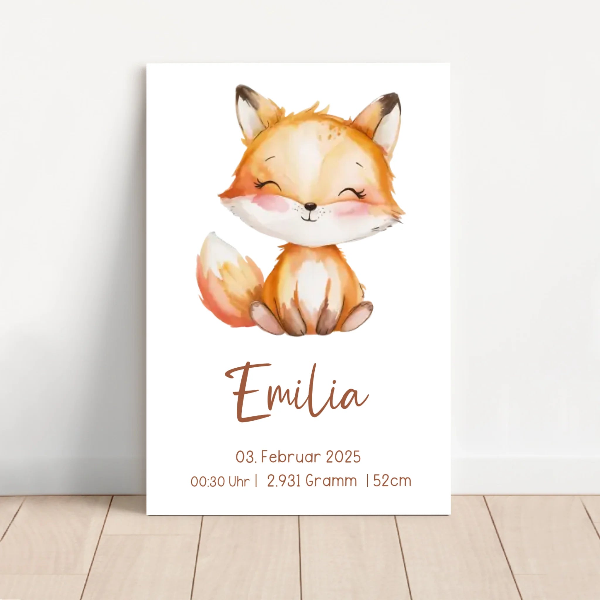 Personalisierte Leinwand – Geschenk zur Geburt mit Tiermotiv