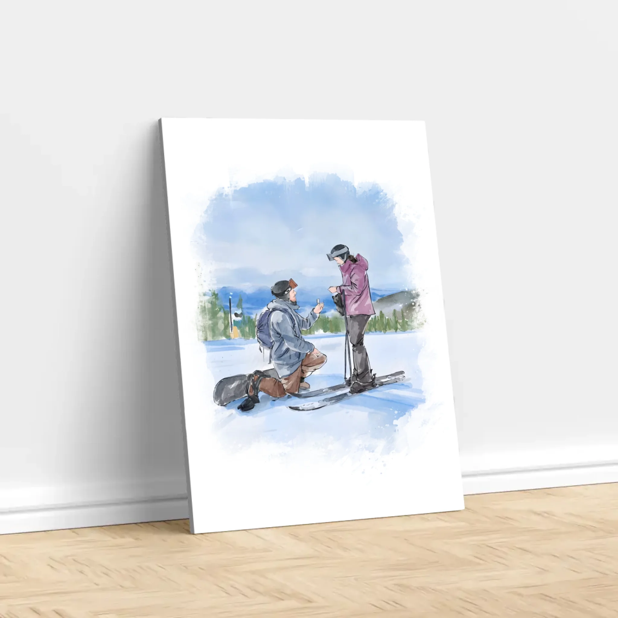 Personalisierte Leinwand – Paar-Aquarellkunst nach Foto