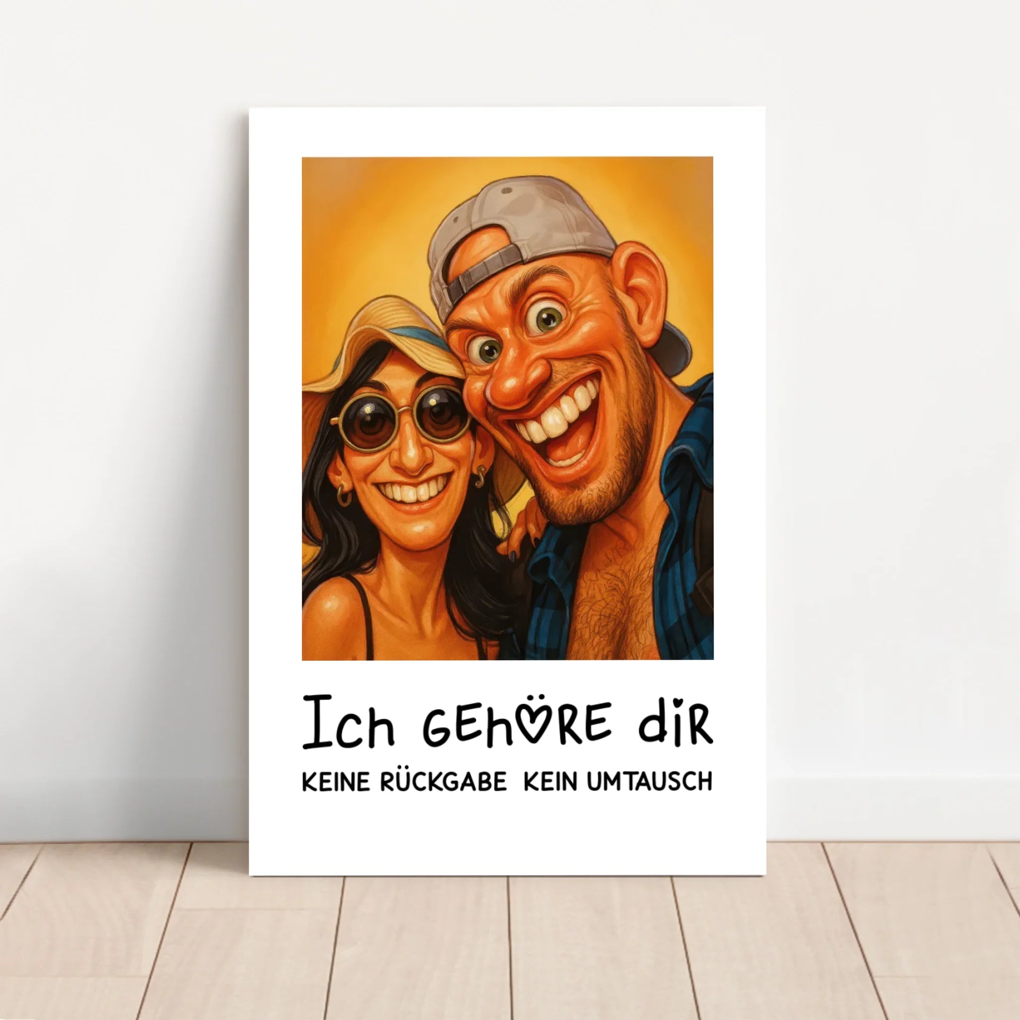 Personalisierte Leinwand – Lustiges Paar-Karikaturfoto