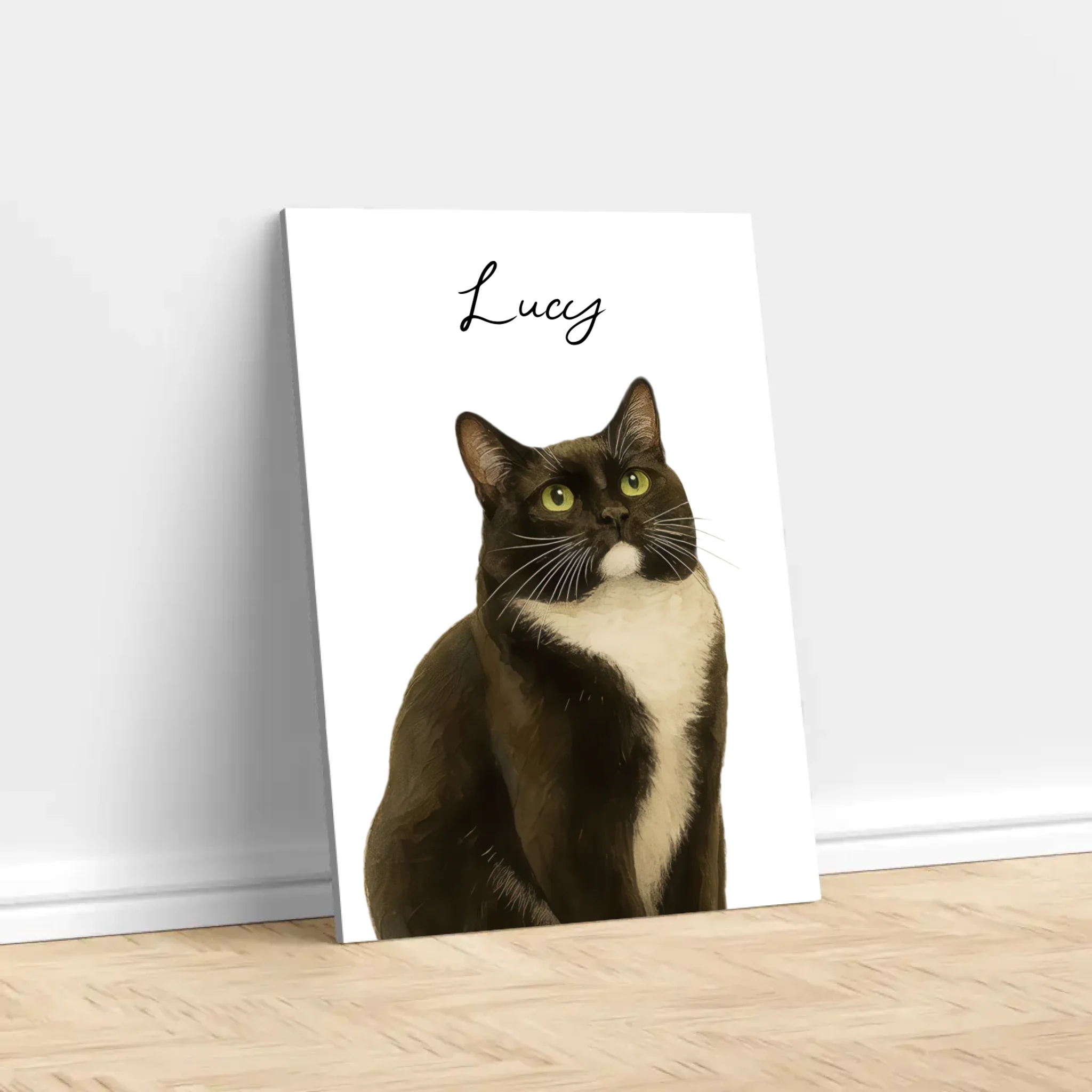 Personalisierte Leinwand – Katzenfoto Aquarell