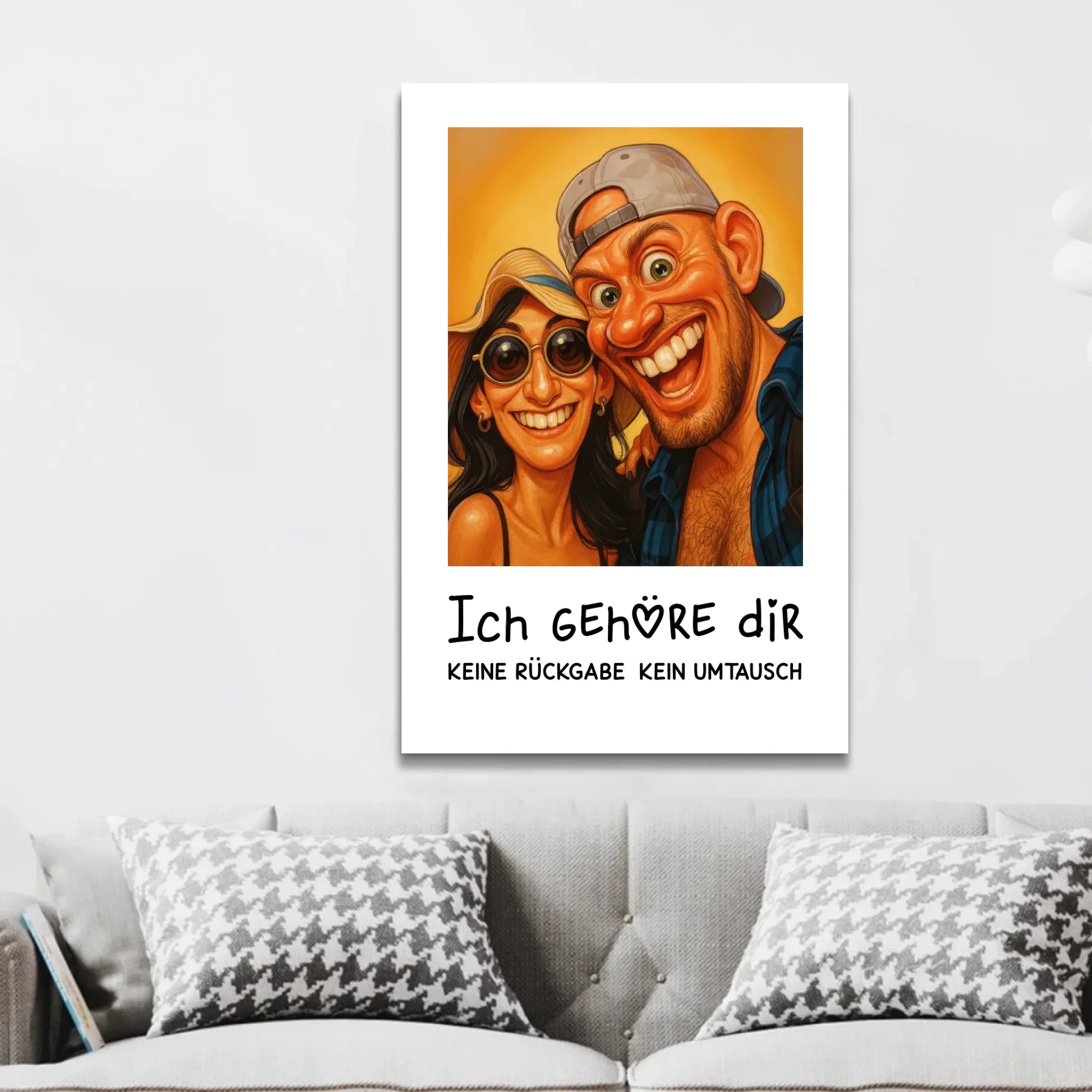 Personalisierte Leinwand – Lustiges Paar-Karikaturfoto