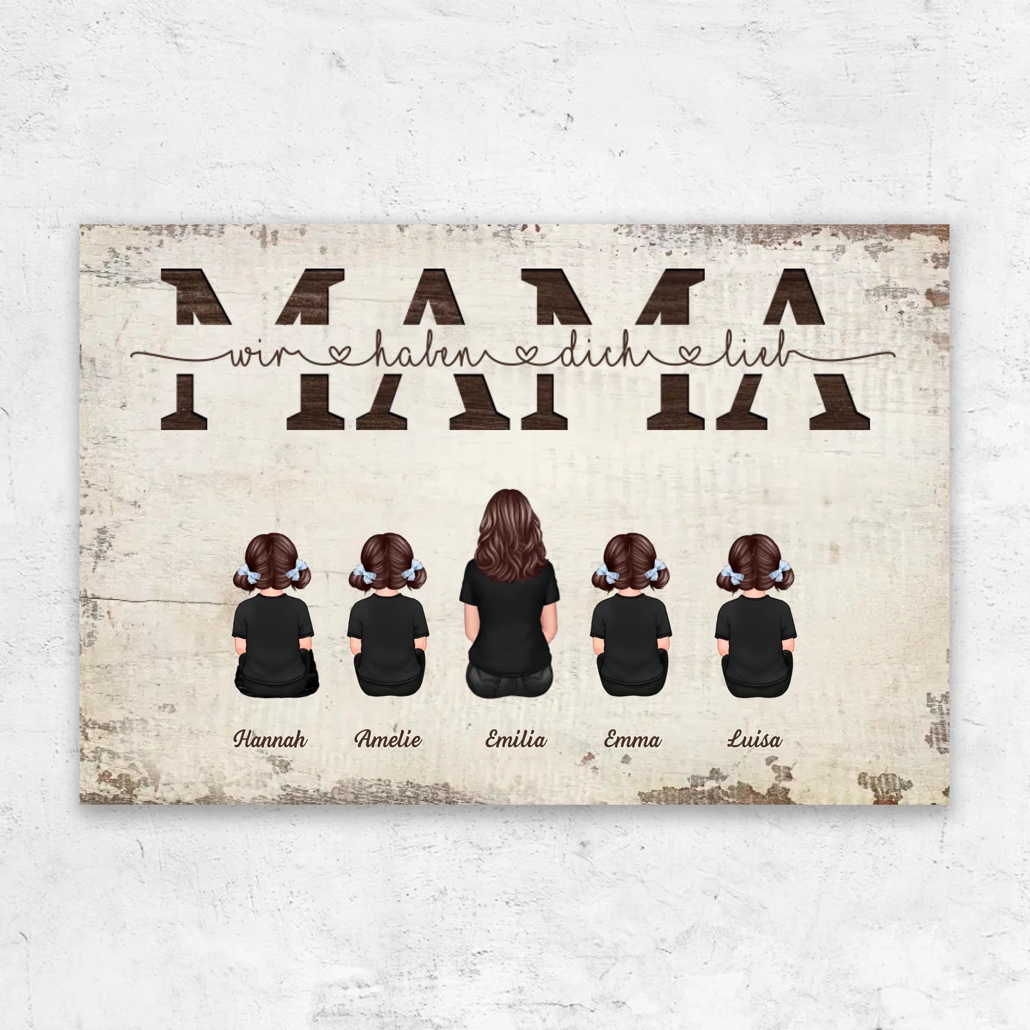 Personalisierte Leinwand "Mama, wir haben dich lieb - Mit Familienmitgliedern"