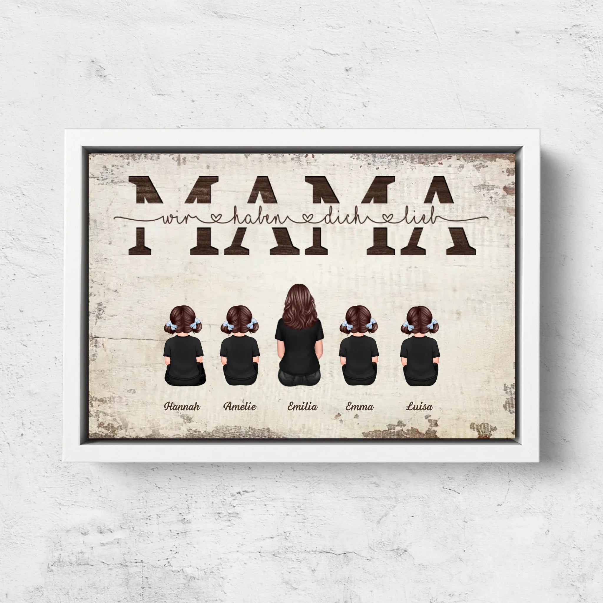 Personalisierte Leinwand "Mama, wir haben dich lieb - Mit Familienmitgliedern"