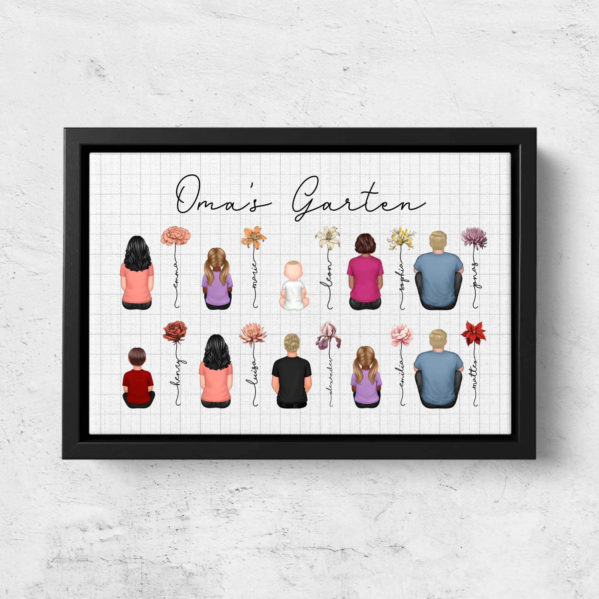 Personalisierte Leinwand – Vintage-Geburtsmonatsblumen-Garten