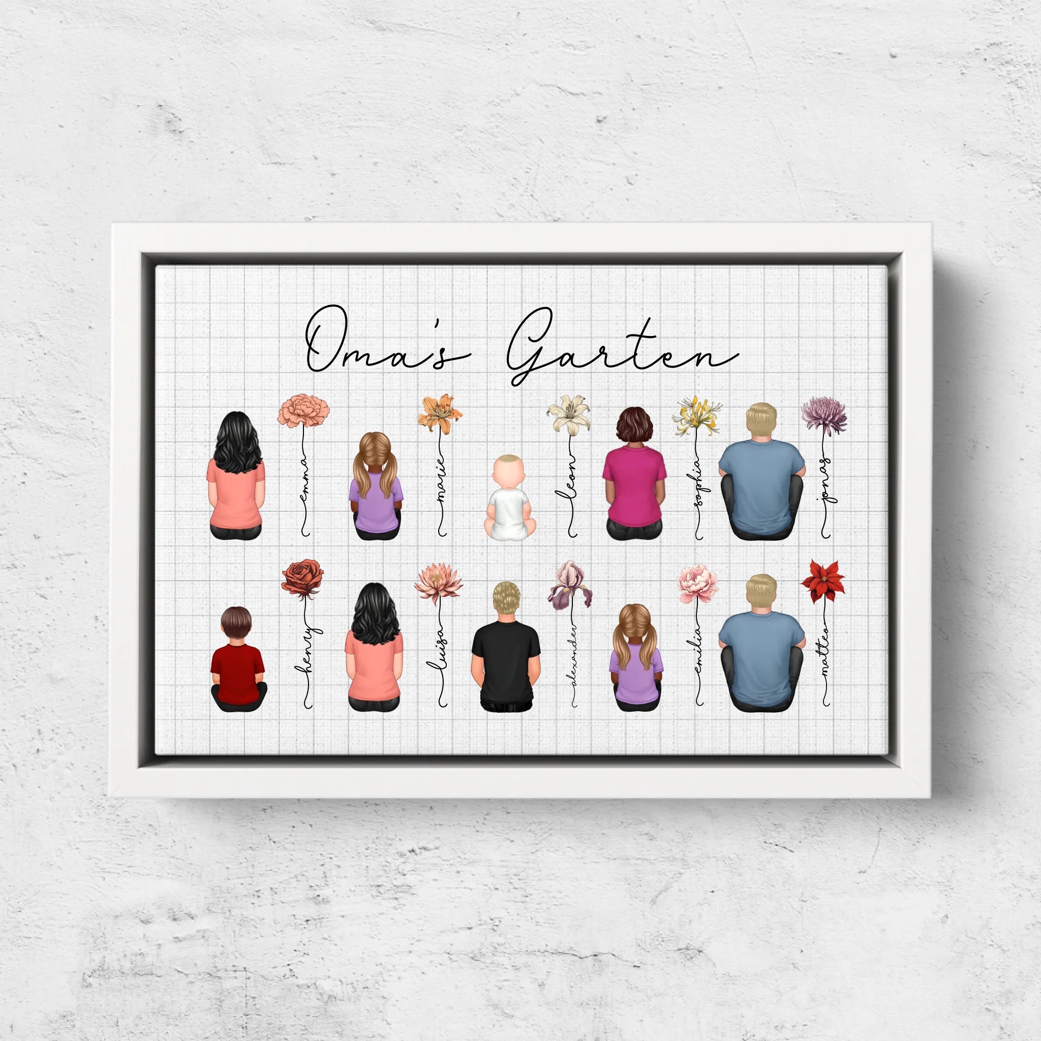 Personalisierte Leinwand – Vintage-Geburtsmonatsblumen-Garten