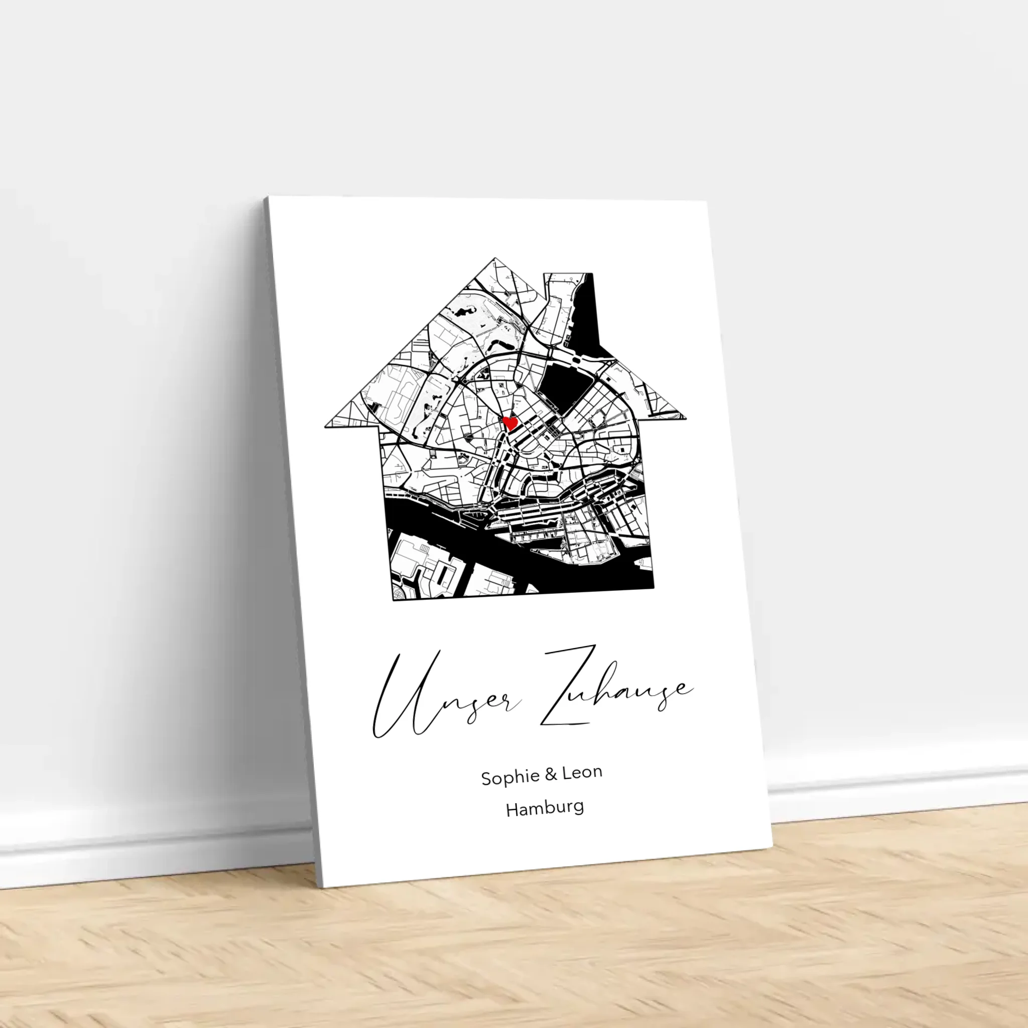 Personalisierte Leinwand "Unser Zuhause"