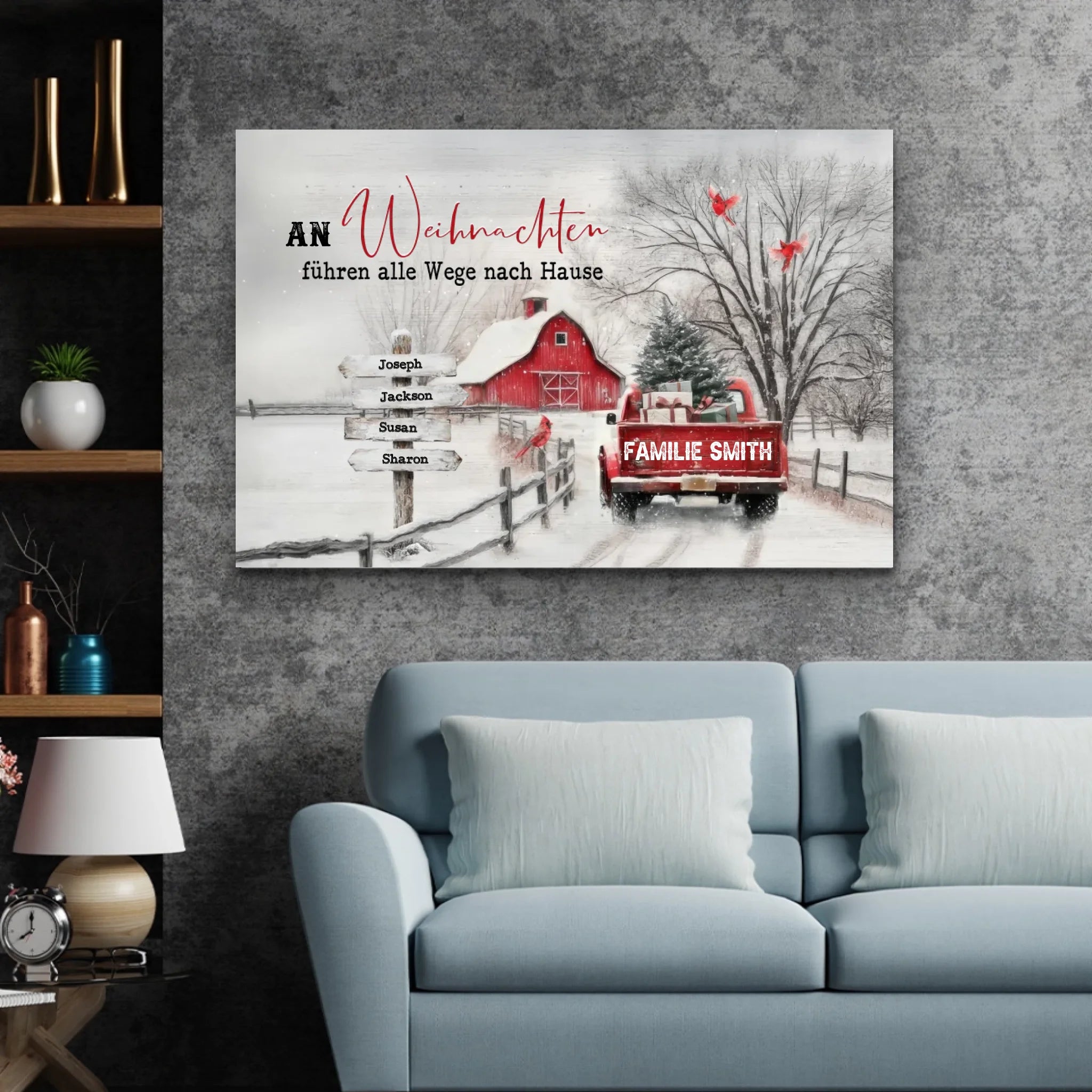 Personalisierte Leinwand – Alle Wege führen zu Weihnachten nach Hause