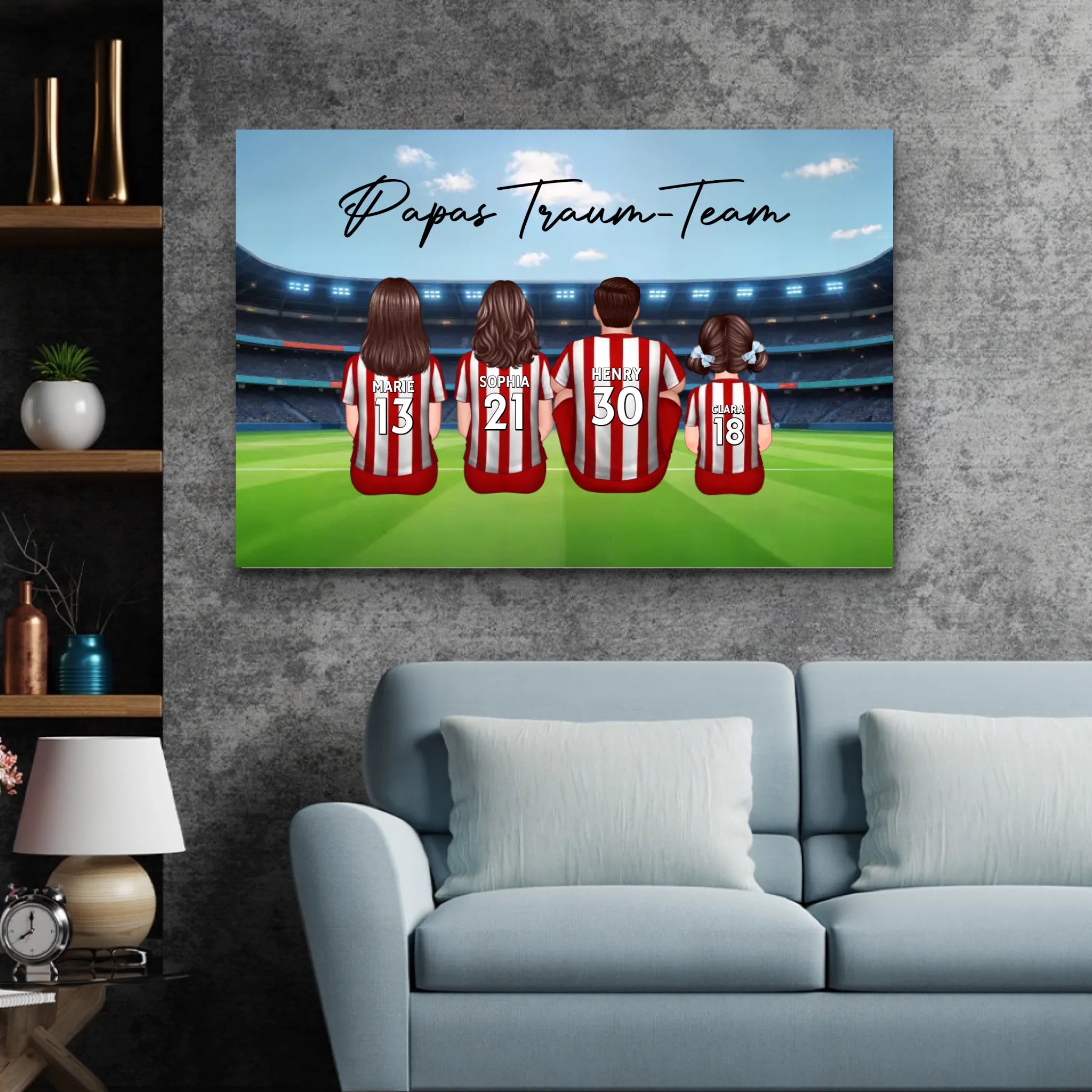 Personalisierte Leinwand "Papas Traum-Team - Fußball"