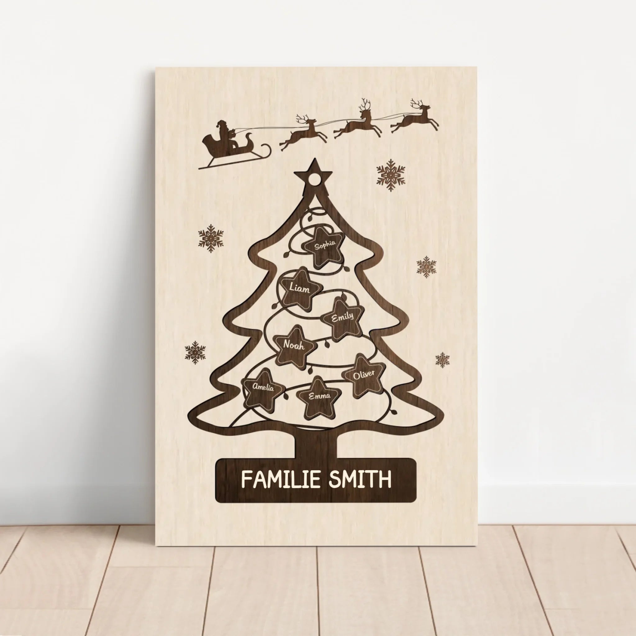 Personalisierte Leinwand – Familien-Weihnachtsbaum