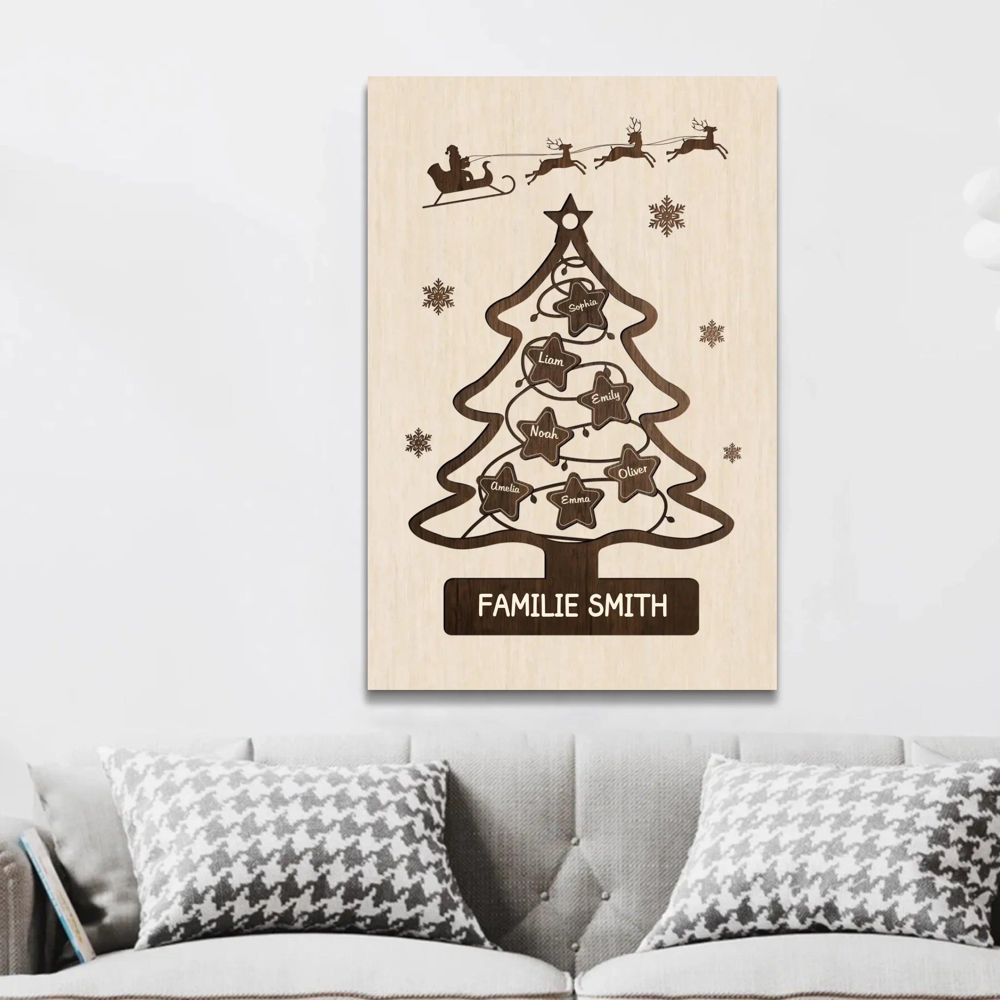 Personalisierte Leinwand – Familien-Weihnachtsbaum