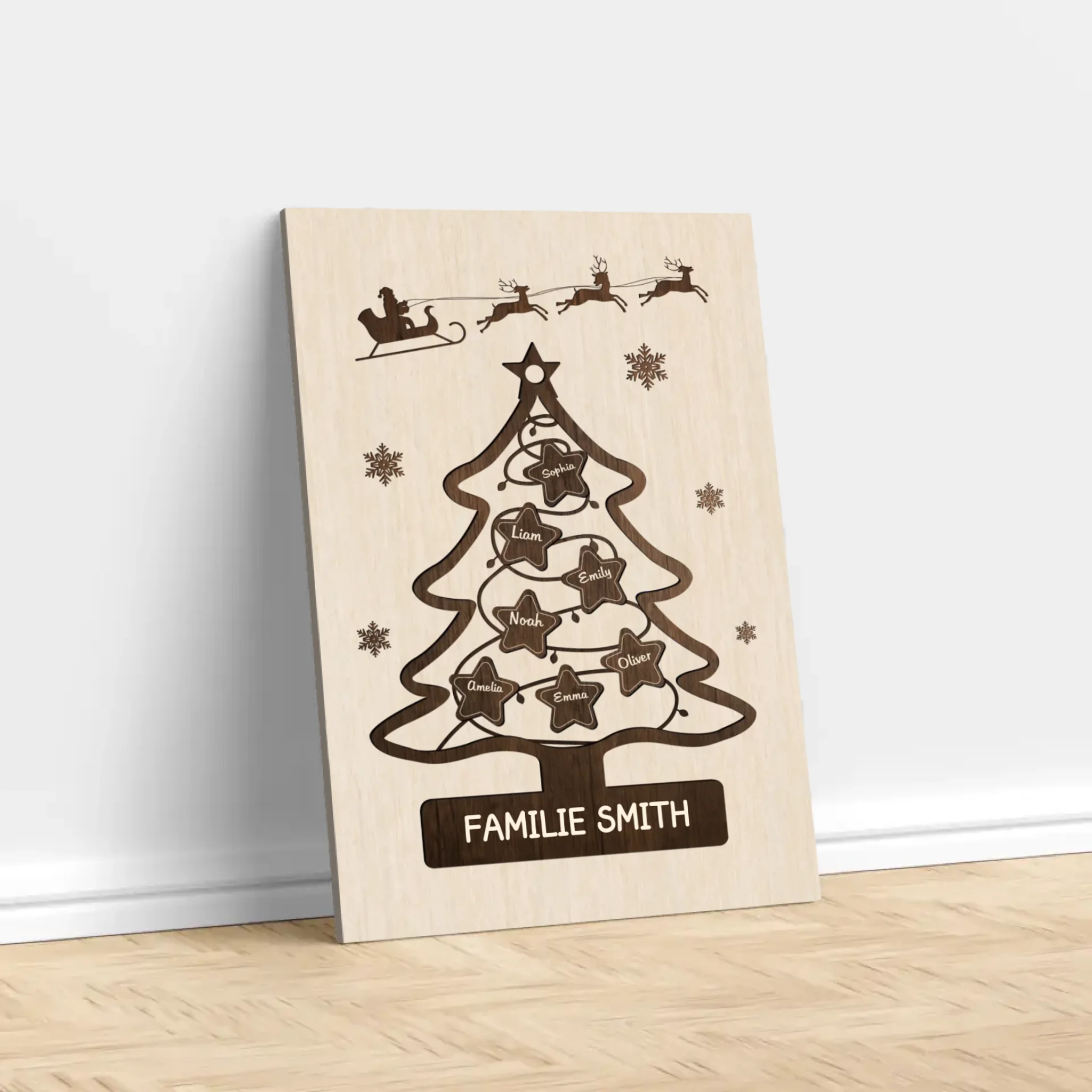 Personalisierte Leinwand – Familien-Weihnachtsbaum