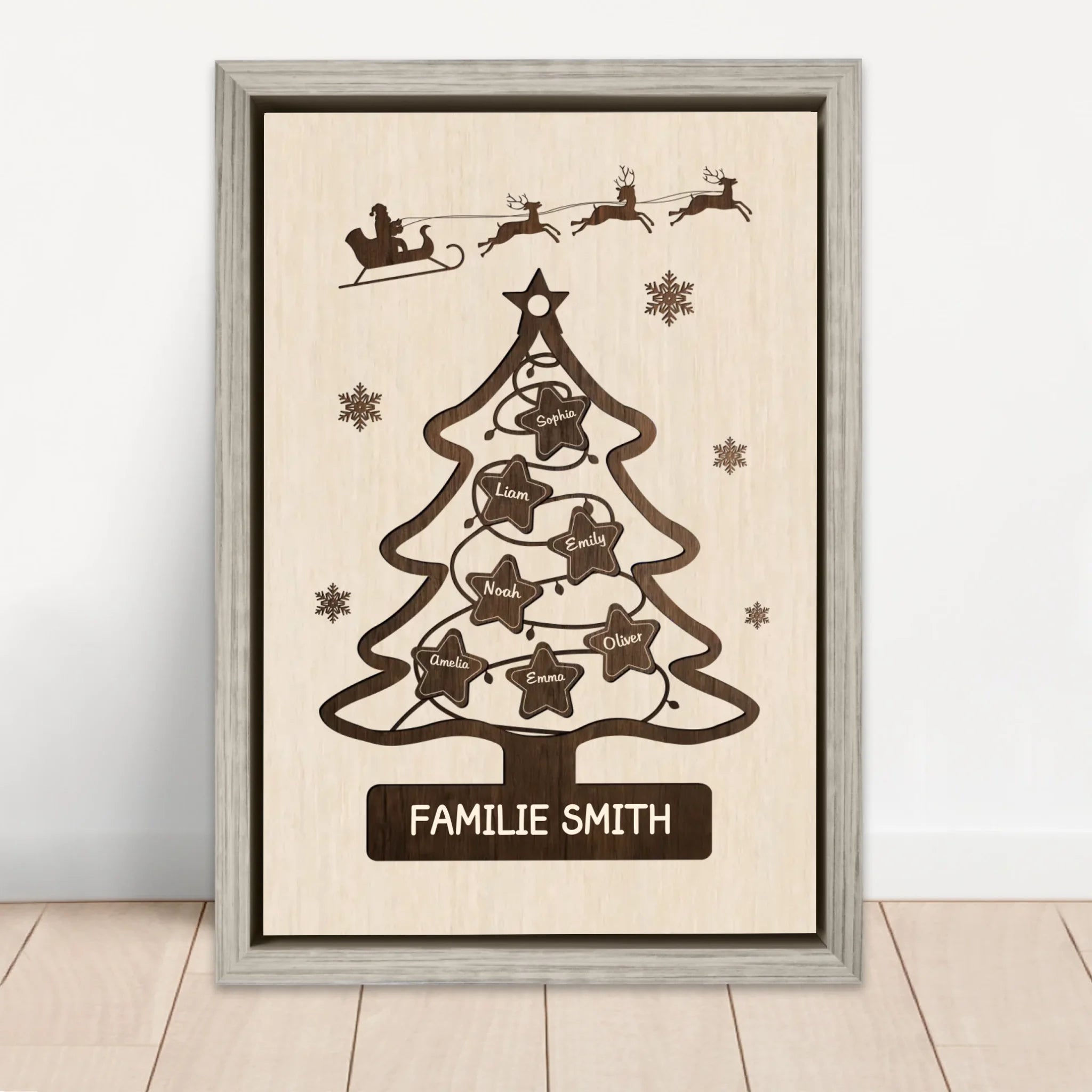 Personalisierte Leinwand – Familien-Weihnachtsbaum
