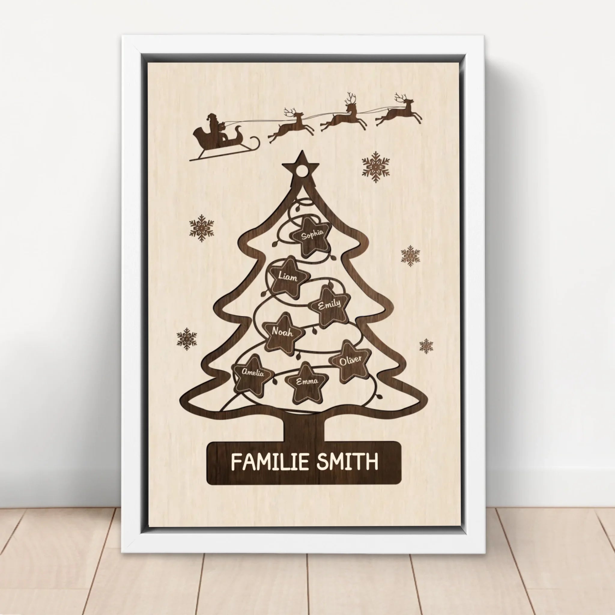 Personalisierte Leinwand – Familien-Weihnachtsbaum