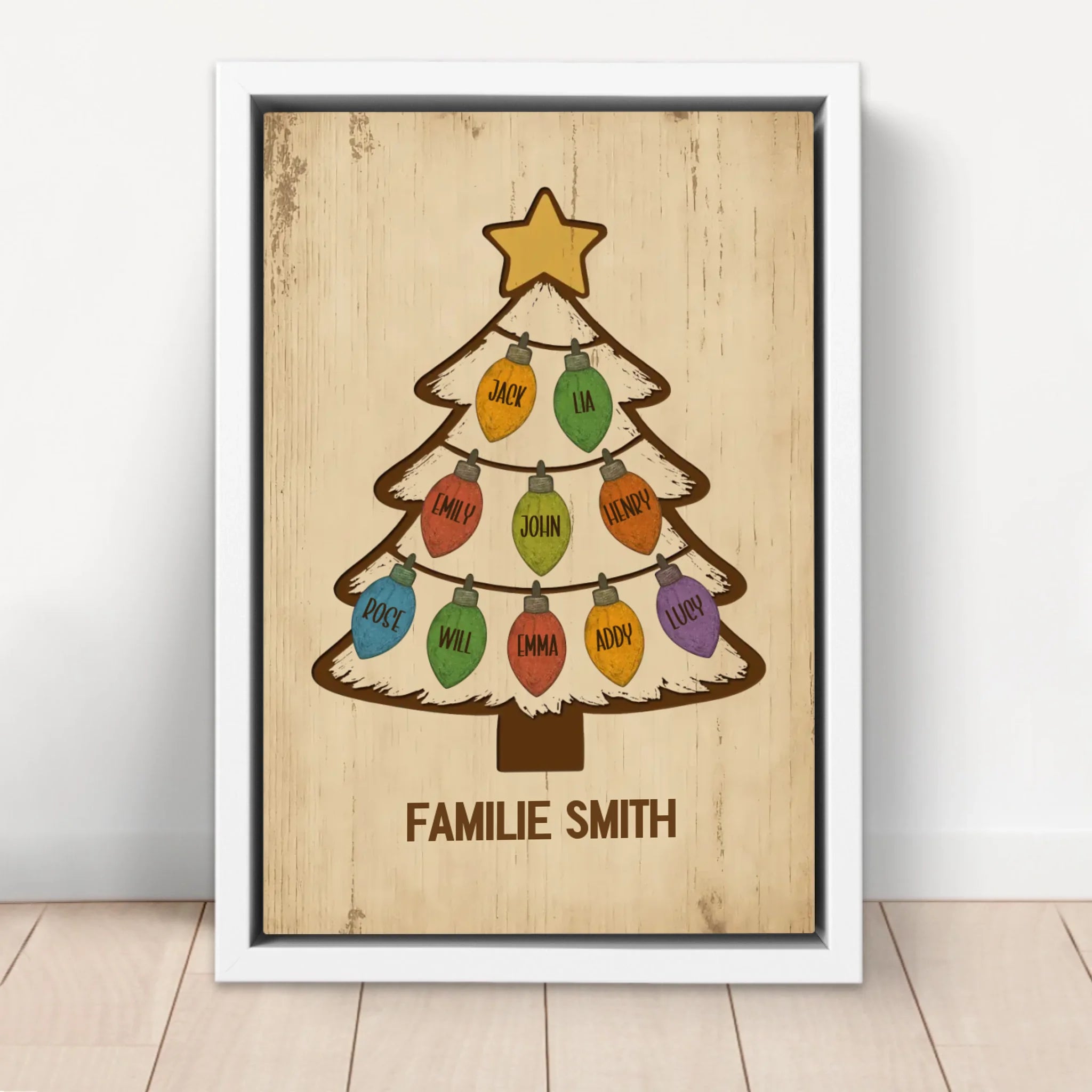 Personalisierte Leinwand – Glitzernder Namens-Weihnachtsbaum