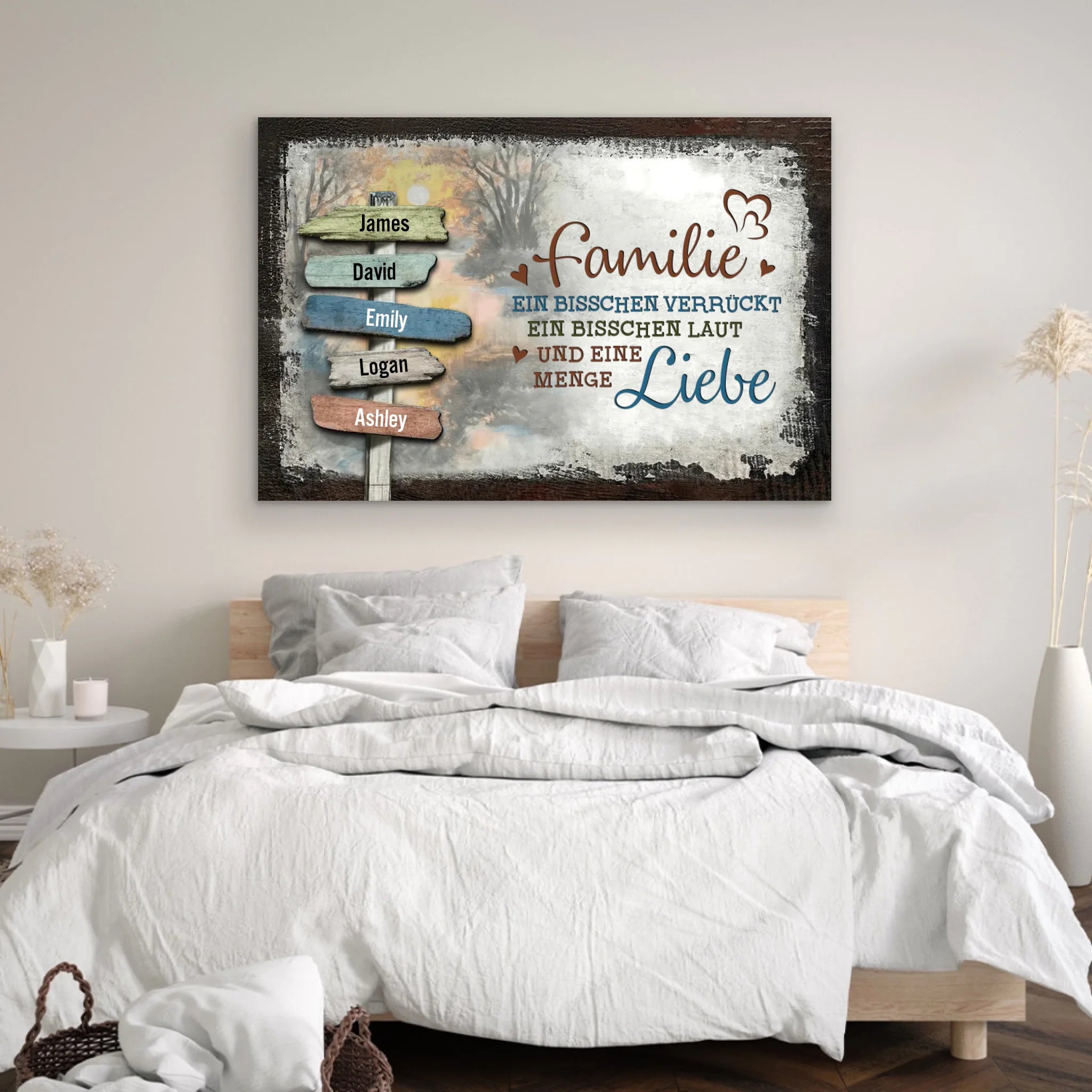 Personalisierte Leinwand – Vintage Sonnenuntergang Familie