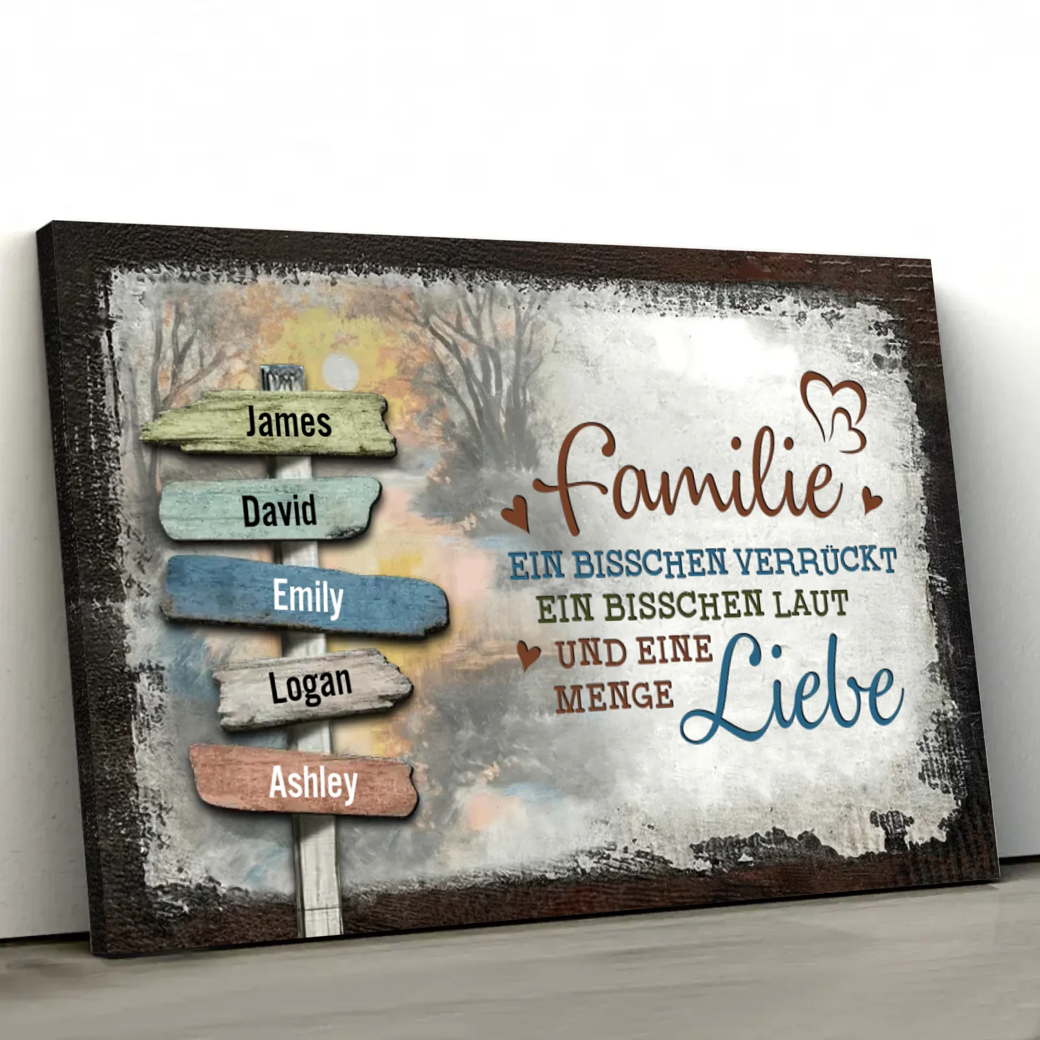 Personalisierte Leinwand – Vintage Sonnenuntergang Familie