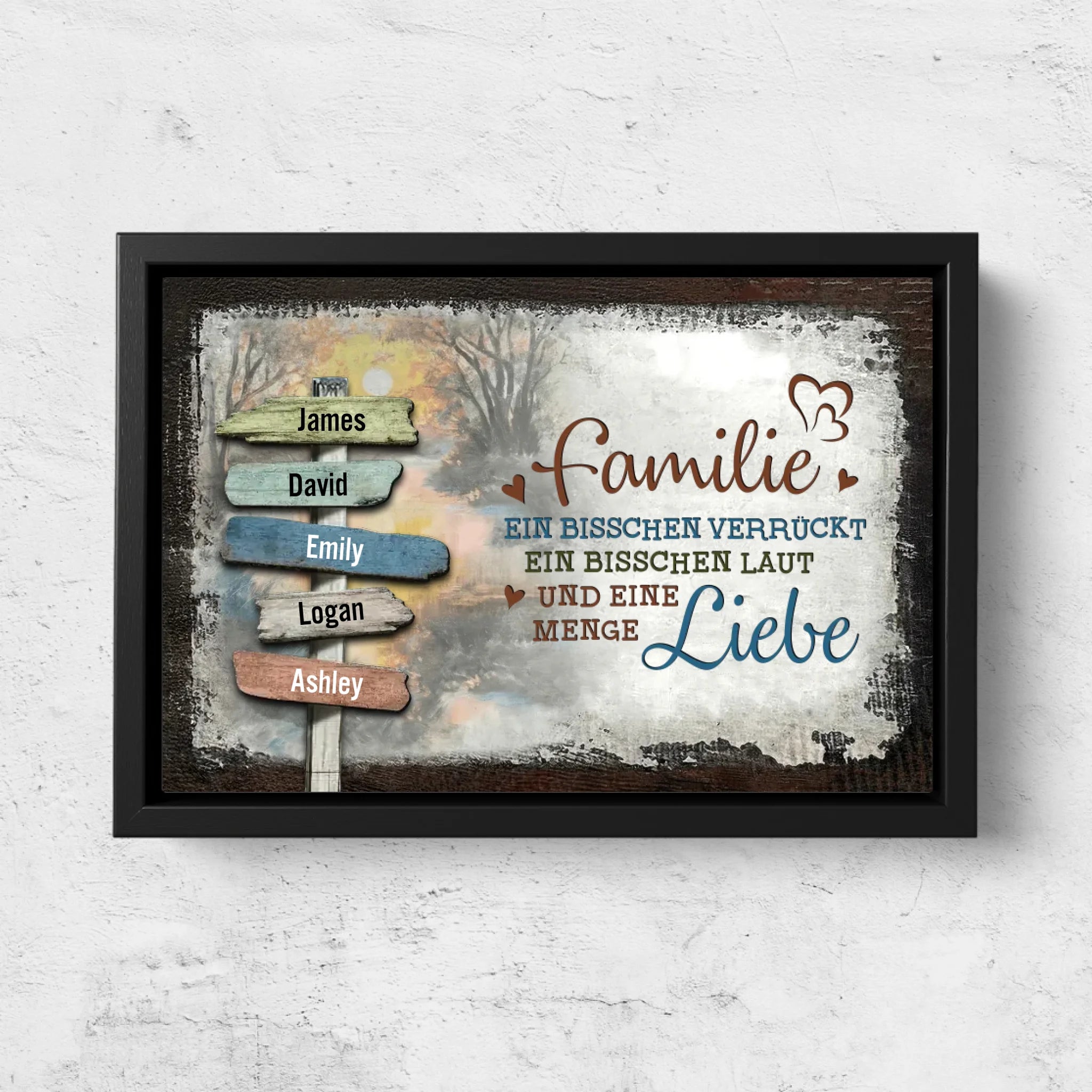 Personalisierte Leinwand – Vintage Sonnenuntergang Familie