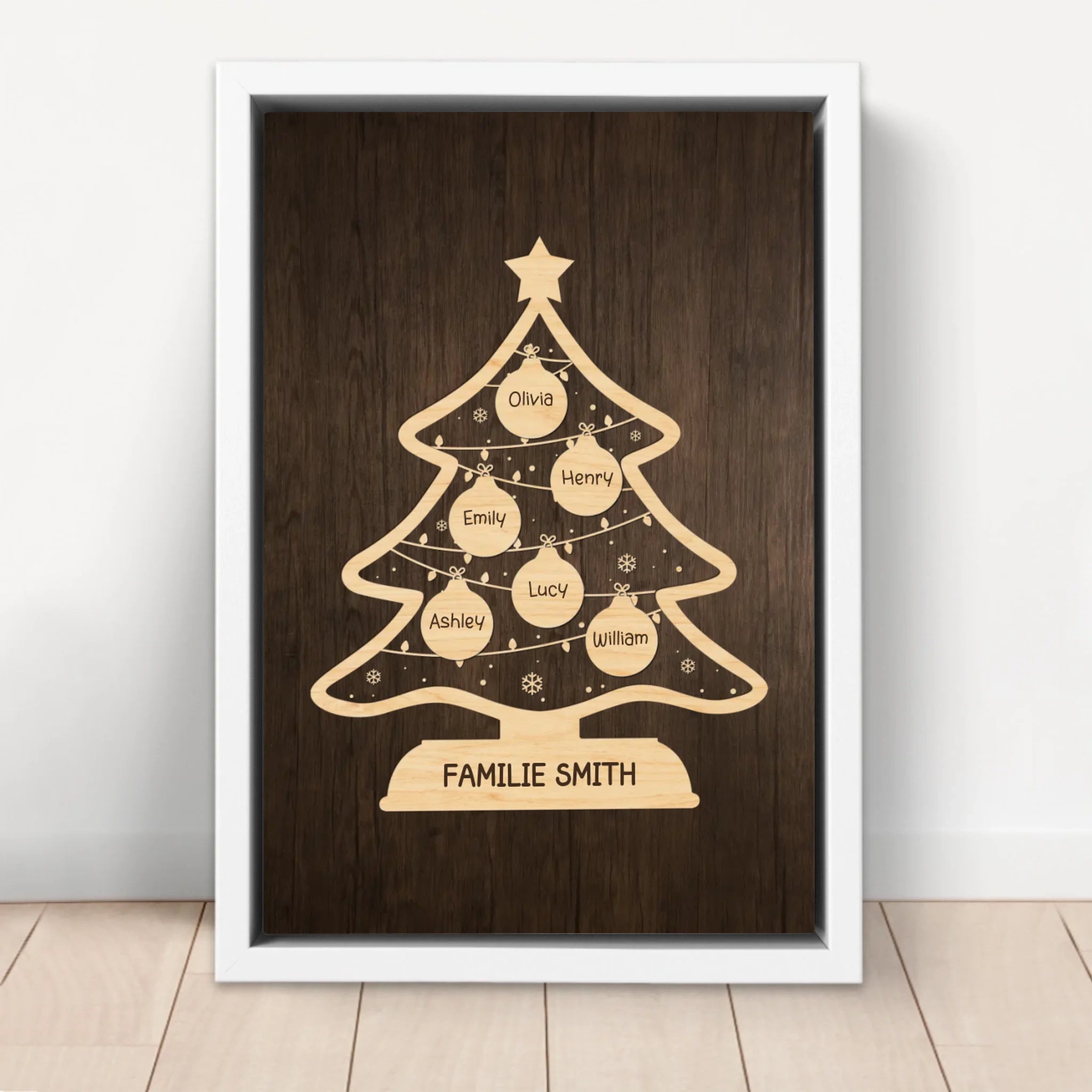 Personalisierte Leinwand – Familien-Feiertagsbaum