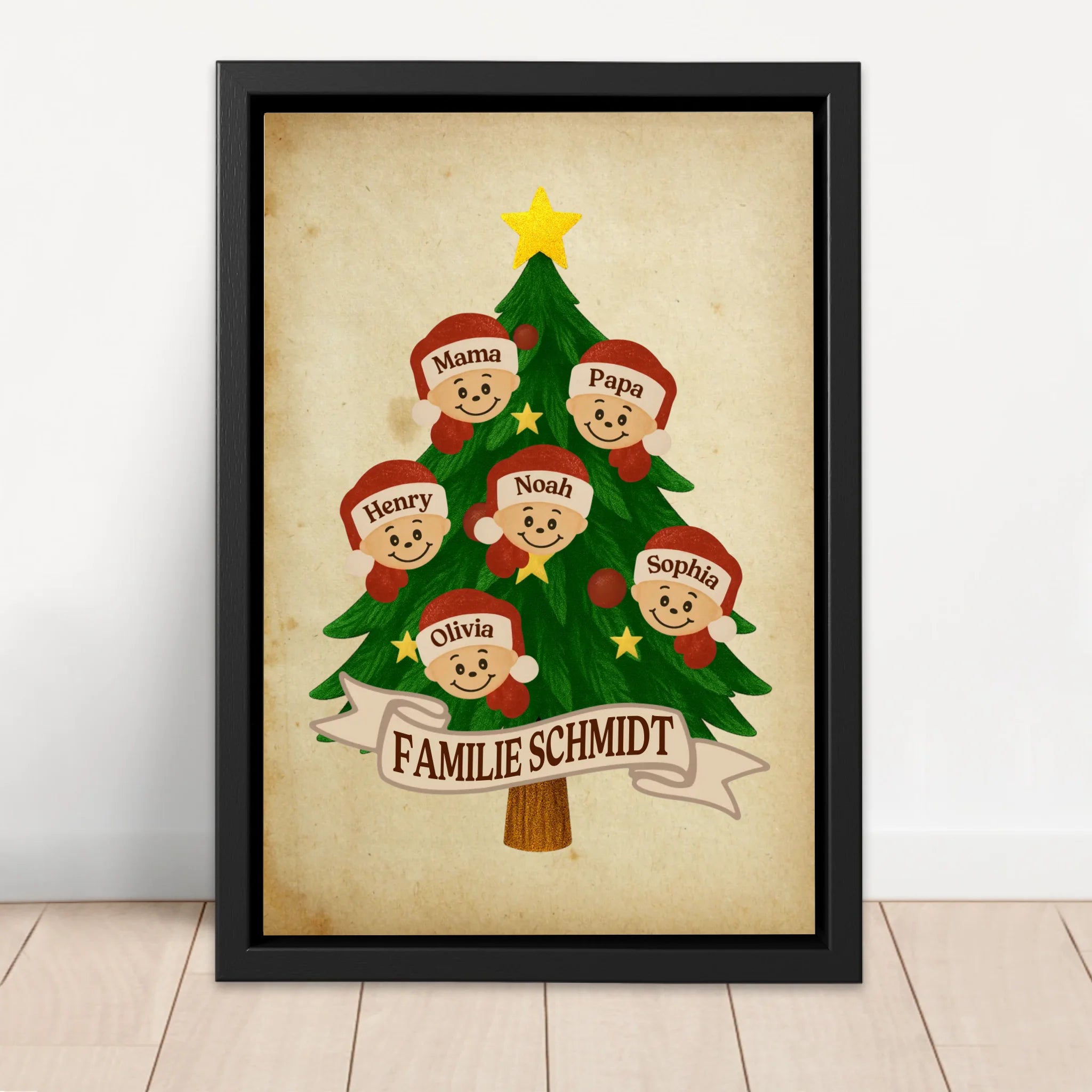 Personalisierte Leinwand – Santa Familiennamens-Baum