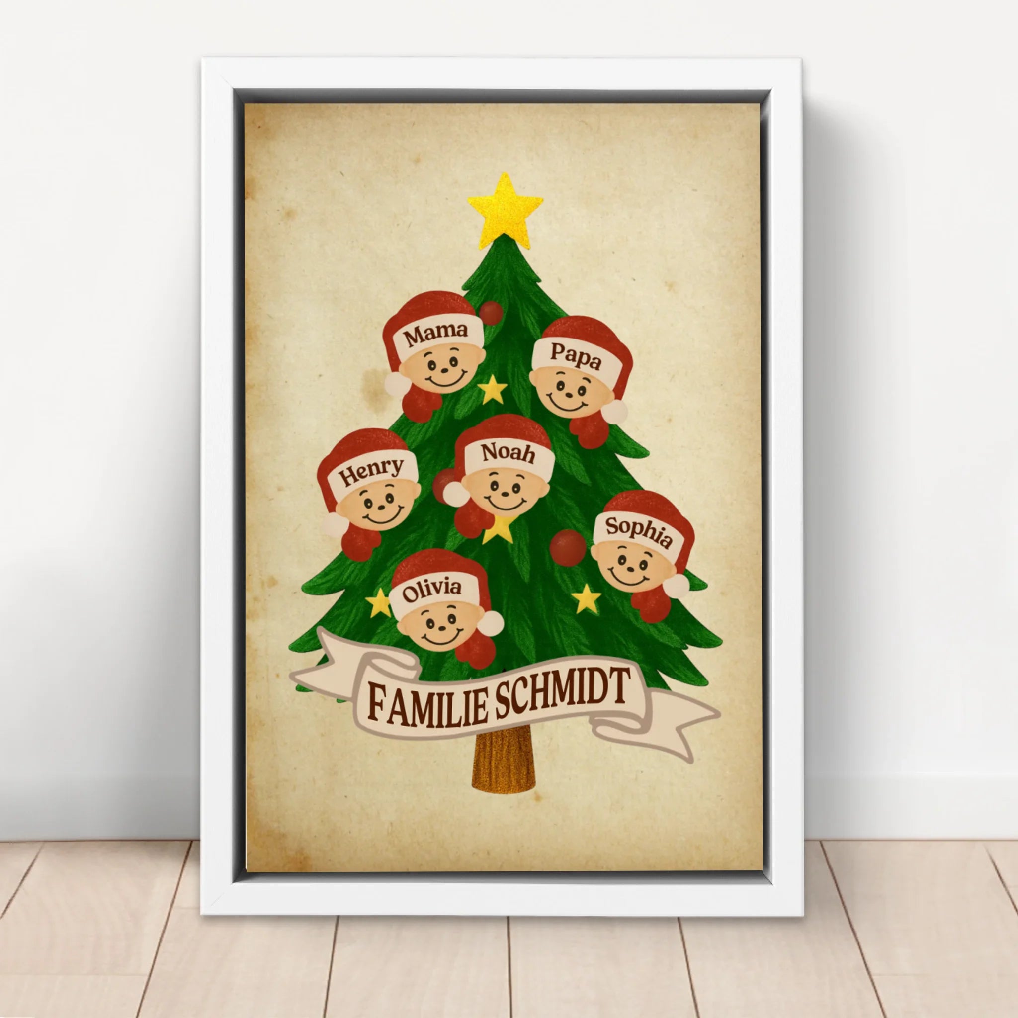 Personalisierte Leinwand – Santa Familiennamens-Baum