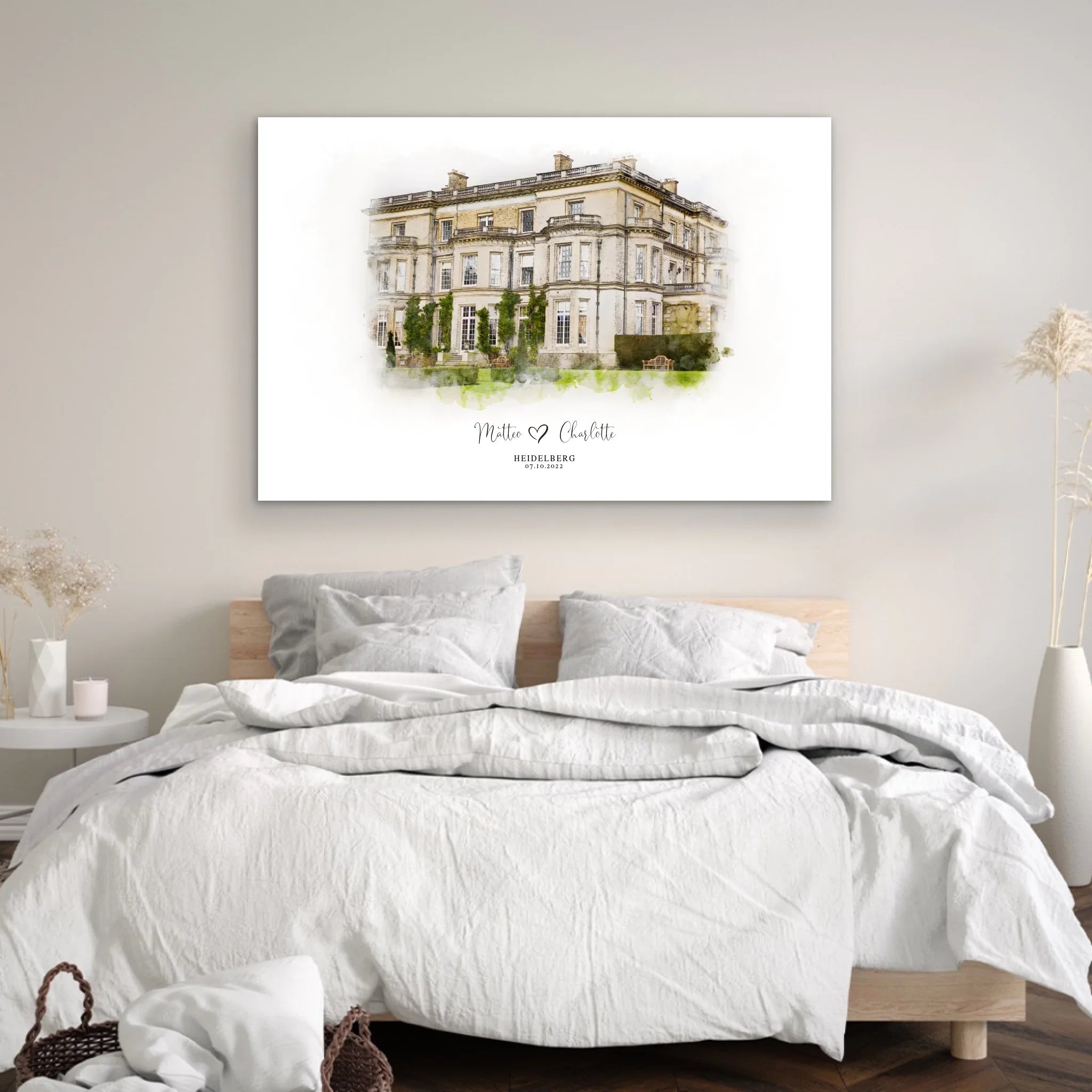 Personalisierte Leinwand – Hochzeitsort-Skizze