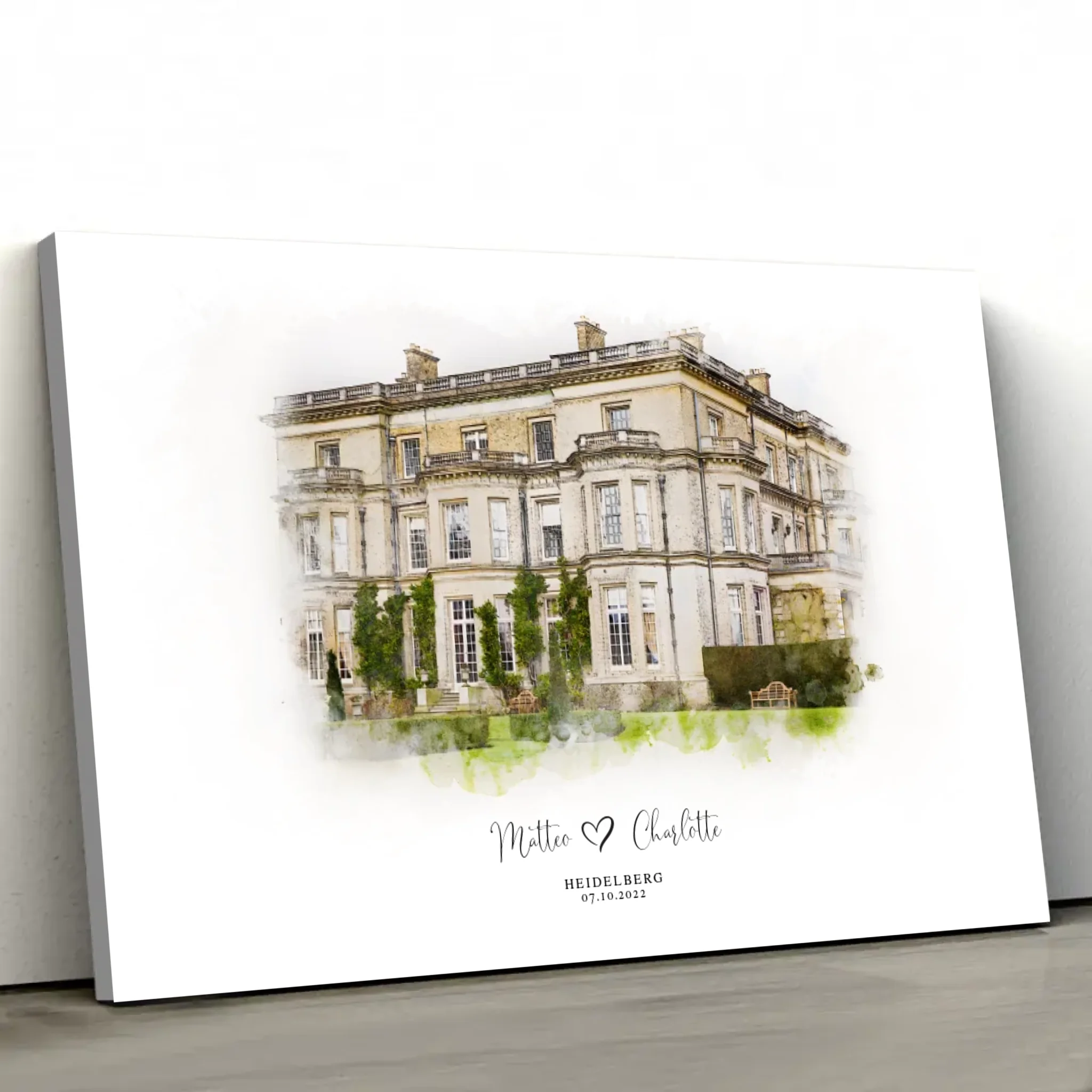 Personalisierte Leinwand – Hochzeitsort-Skizze