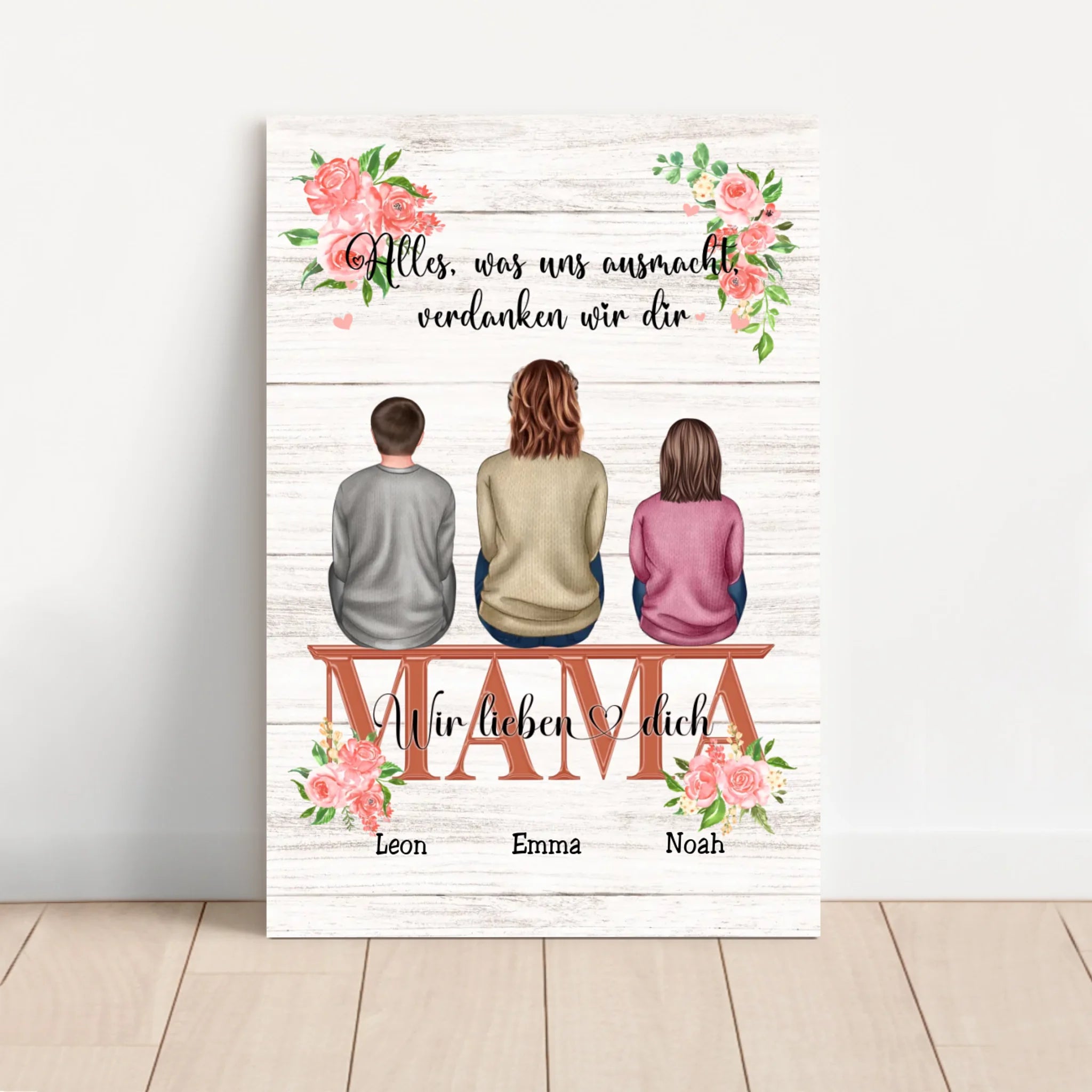 Personalisierte Leinwand "Alles, was uns ausmacht, verdanken wir dir - Geschenk an Mama"