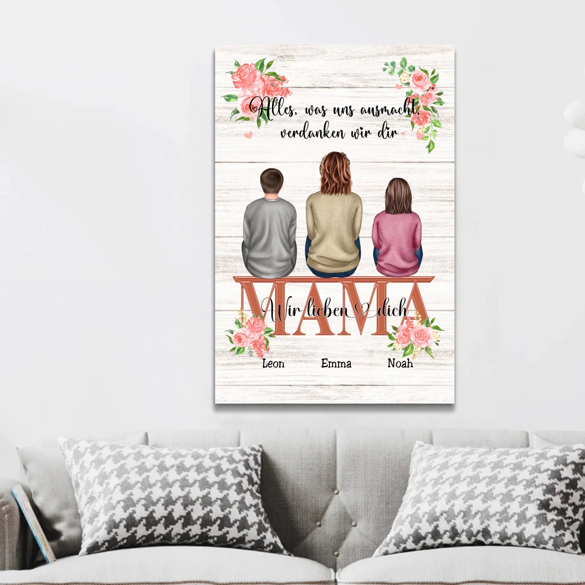 Personalisierte Leinwand "Alles, was uns ausmacht, verdanken wir dir - Geschenk an Mama"