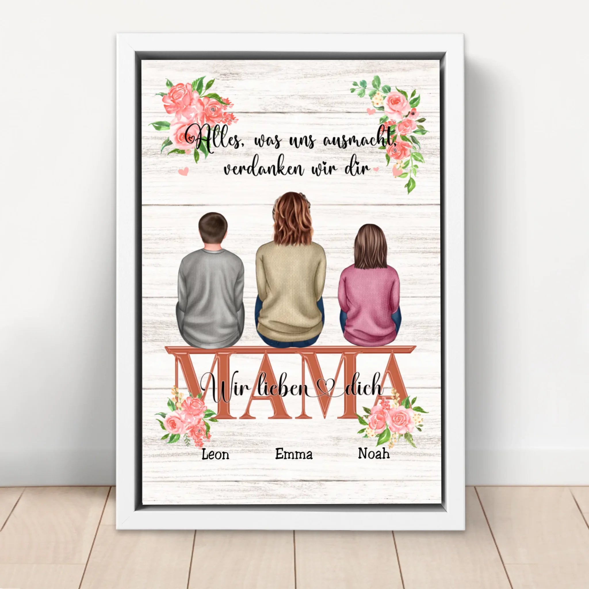 Personalisierte Leinwand "Alles, was uns ausmacht, verdanken wir dir - Geschenk an Mama"