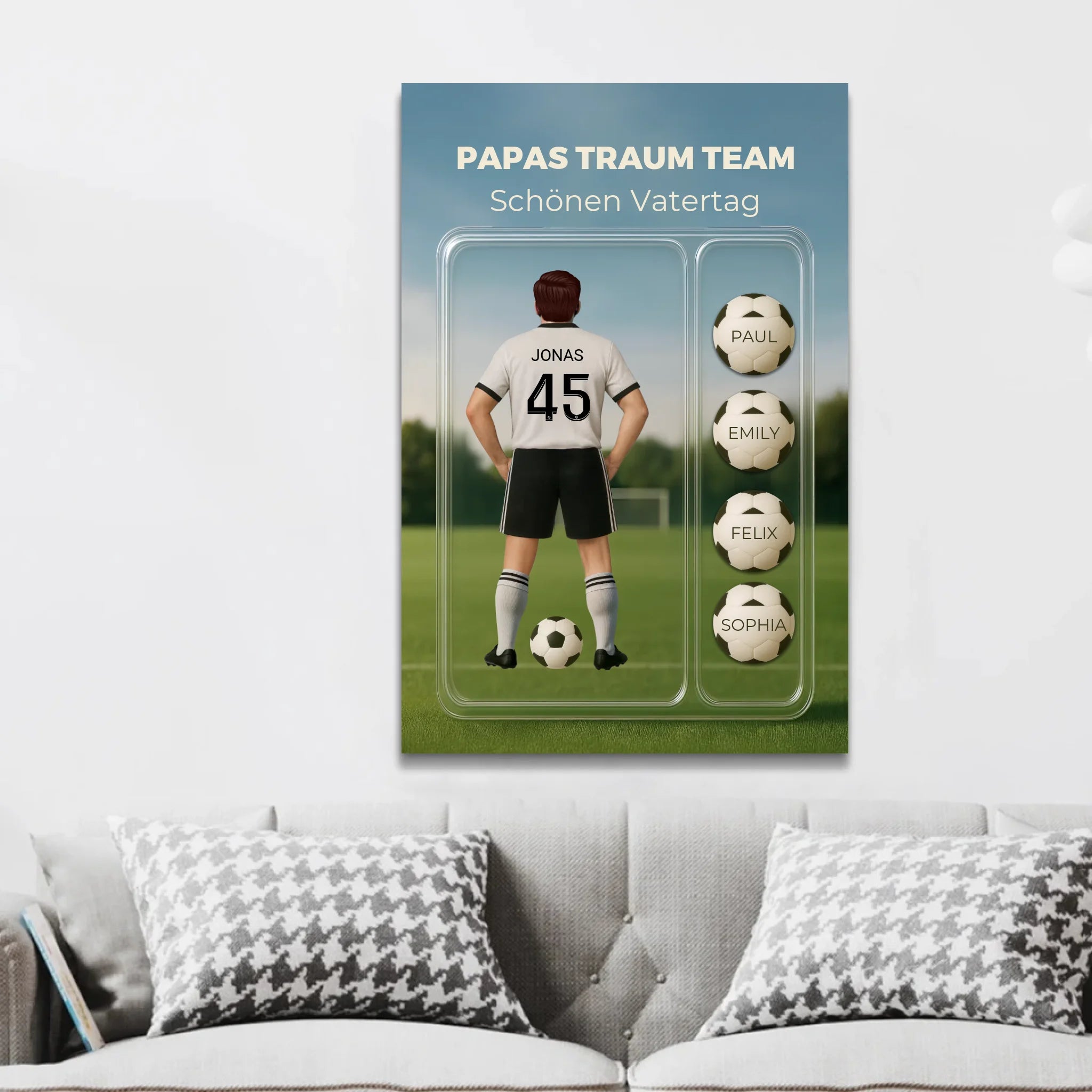 Personalisierte Leinwand "Papas Traum-Team Fußball - Personalisierbare Spielzeugfigur"