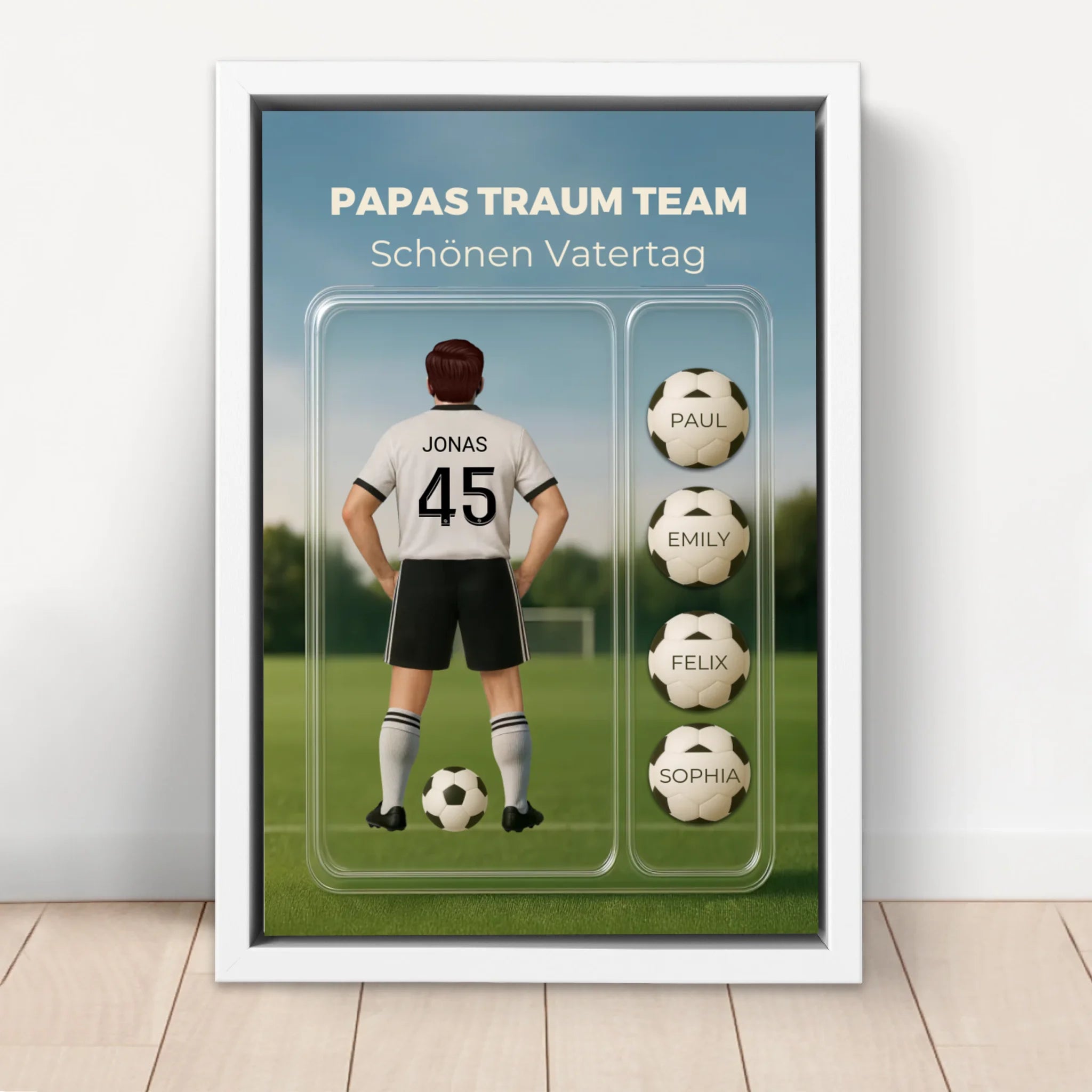 Personalisierte Leinwand "Papas Traum-Team Fußball - Personalisierbare Spielzeugfigur"