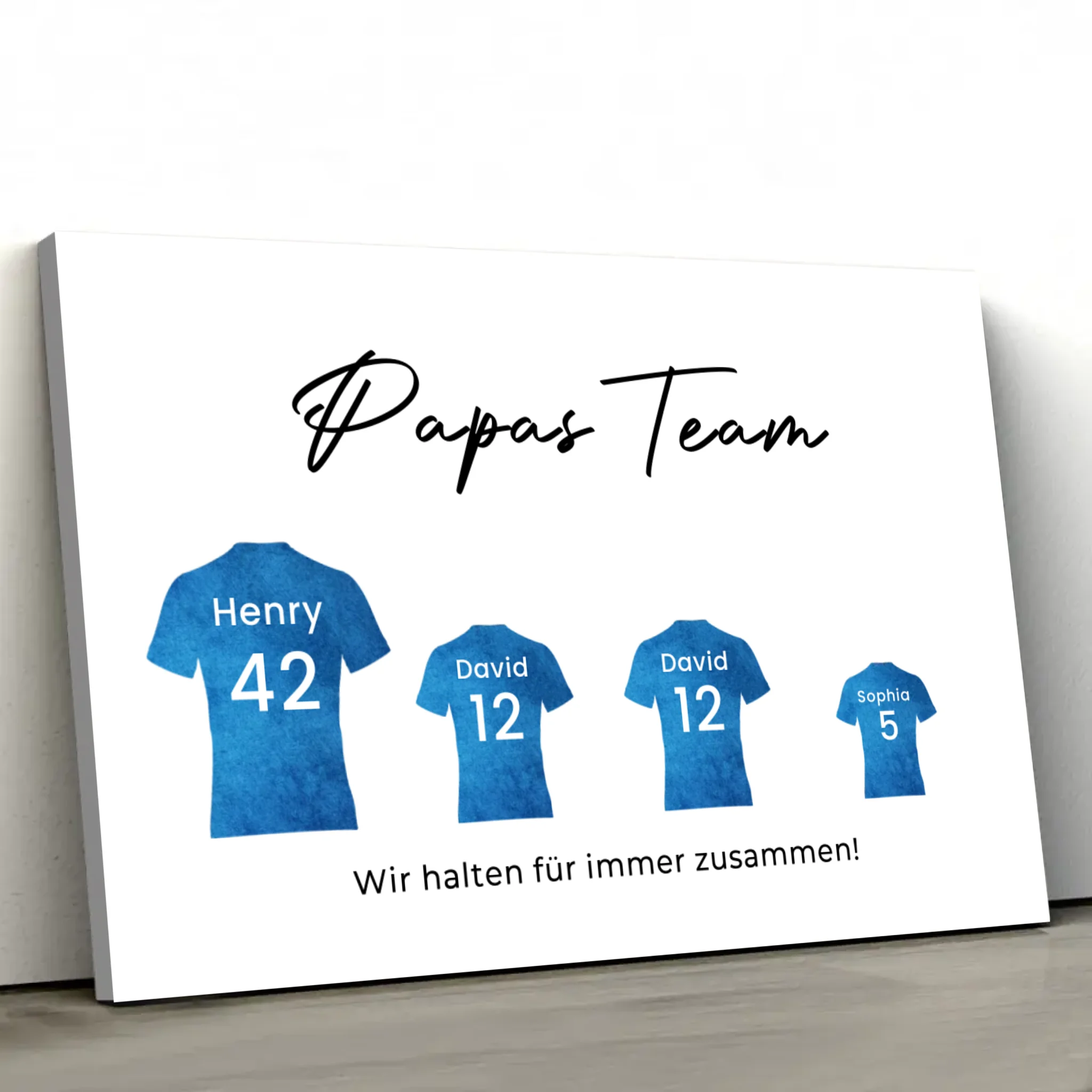 Personalisierte Leinwand "Papas Fußball Team mit personalisierbarer Trikot Farbe"