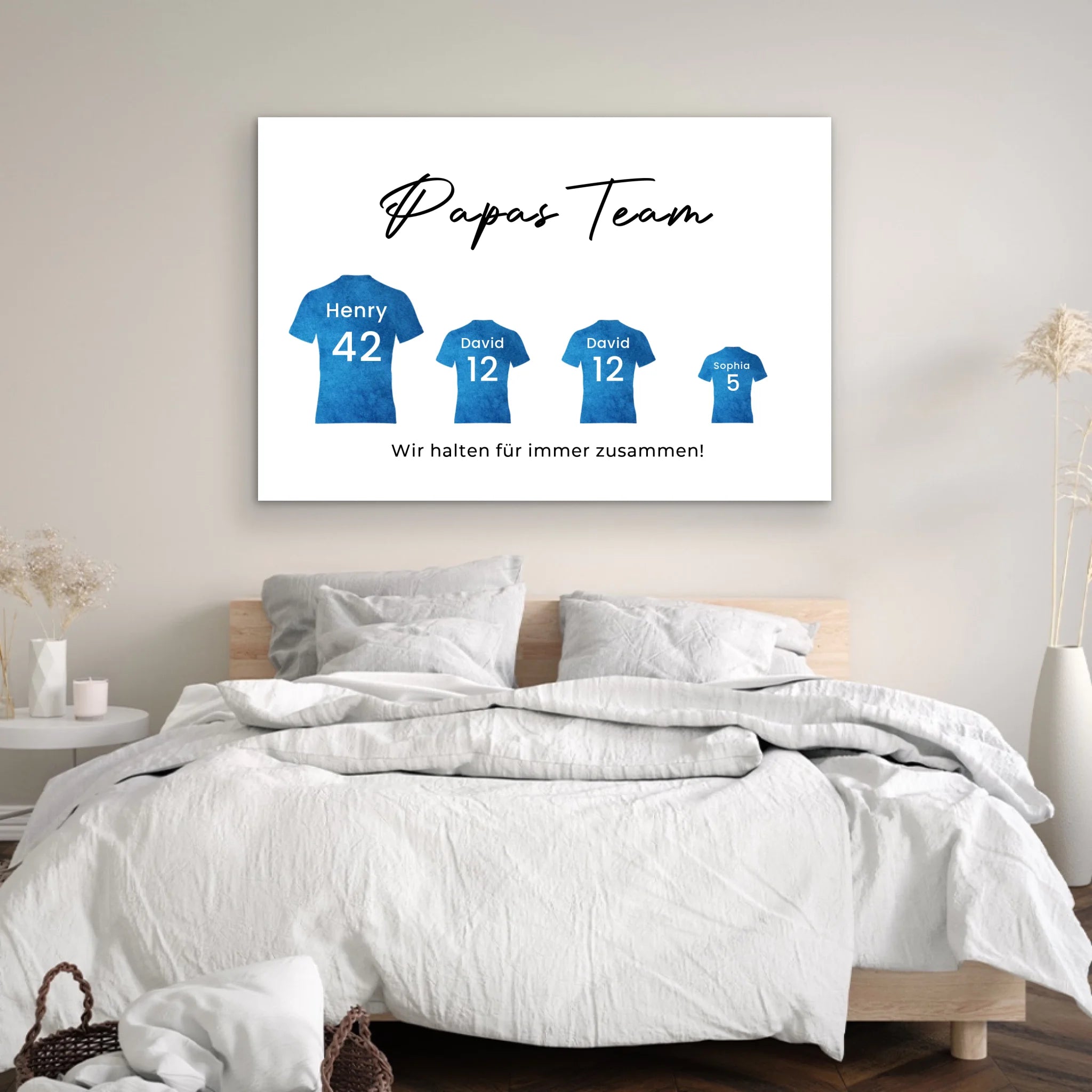 Personalisierte Leinwand "Papas Fußball Team mit personalisierbarer Trikot Farbe"