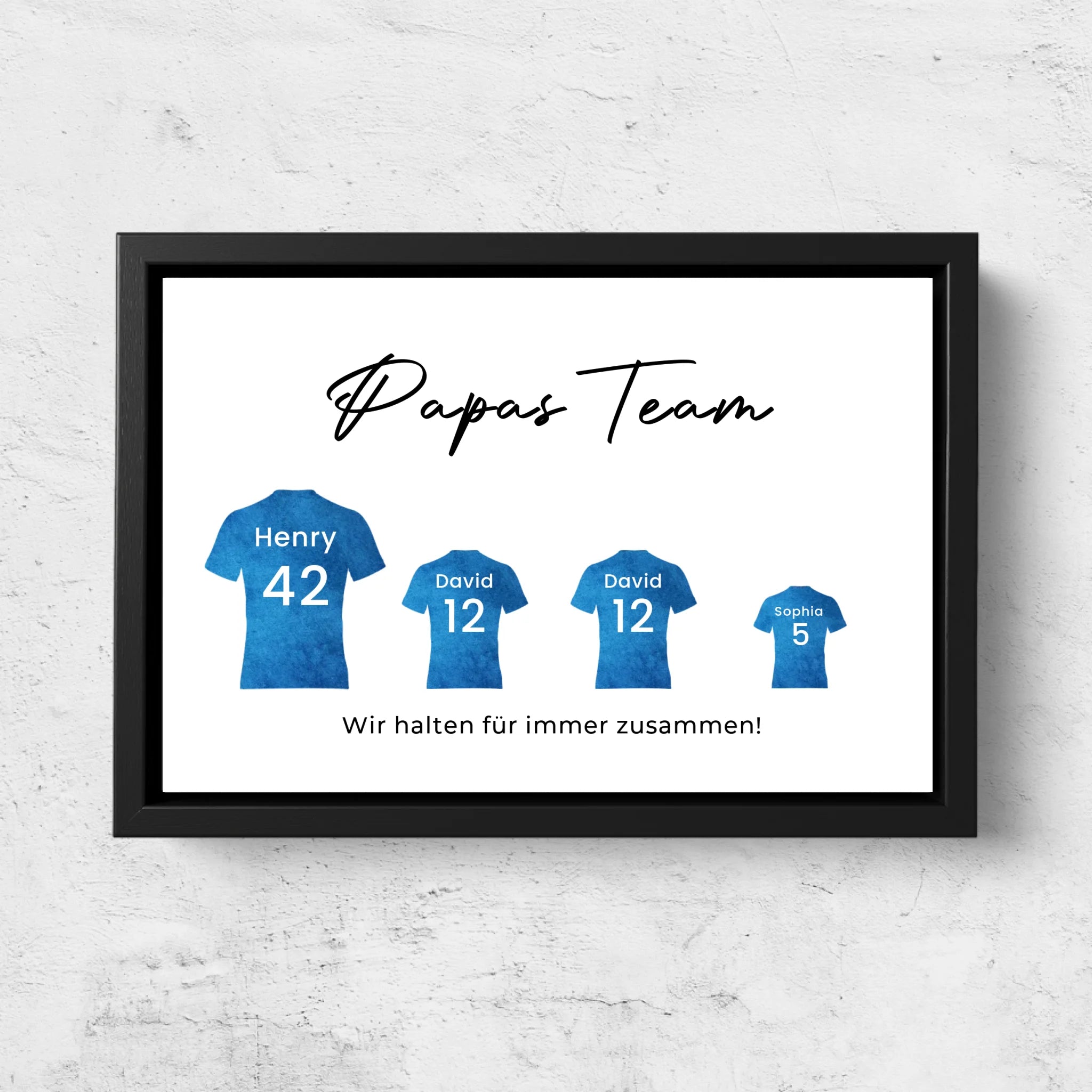 Personalisierte Leinwand "Papas Fußball Team mit personalisierbarer Trikot Farbe"