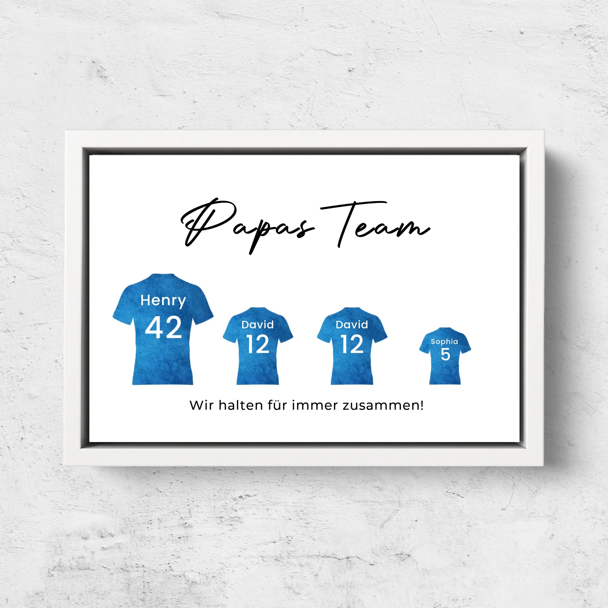 Personalisierte Leinwand "Papas Fußball Team mit personalisierbarer Trikot Farbe"