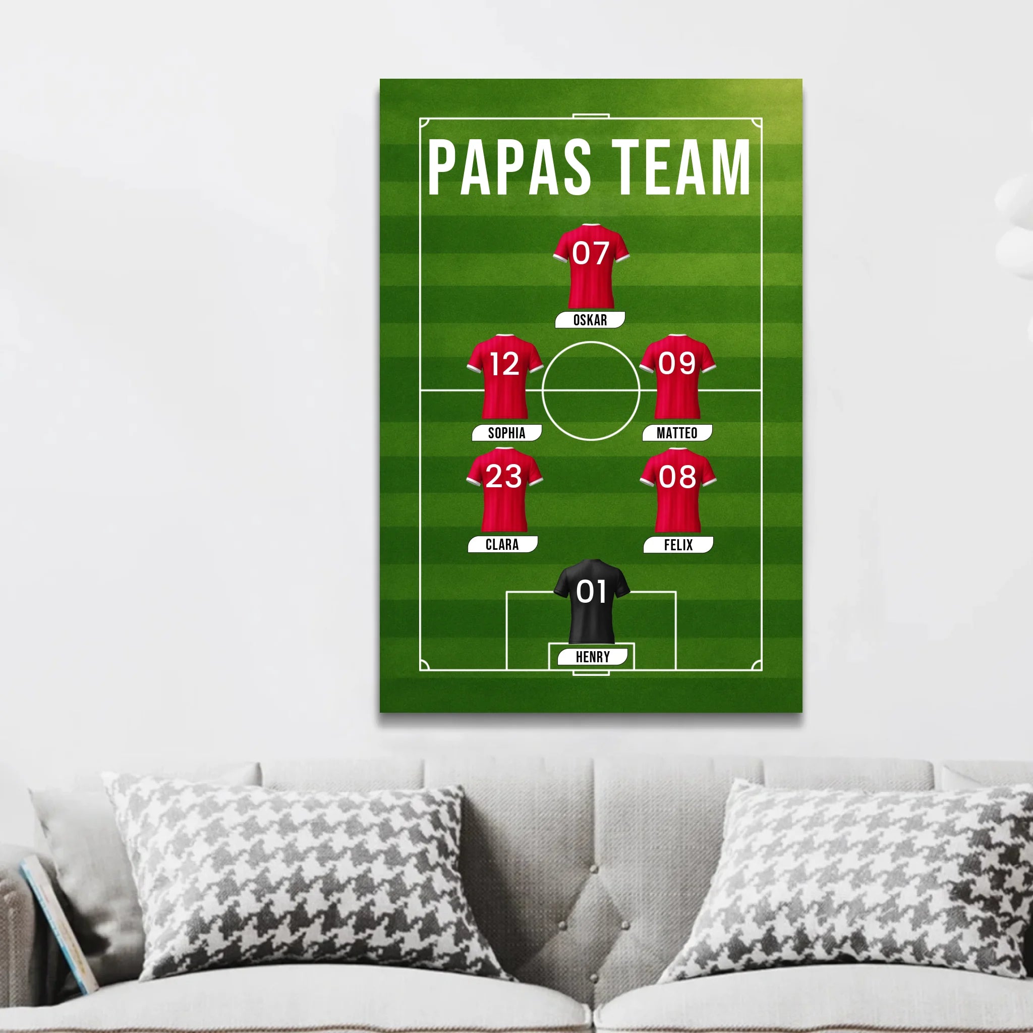 Personalisierte Leinwand "Papas Fußball Team"