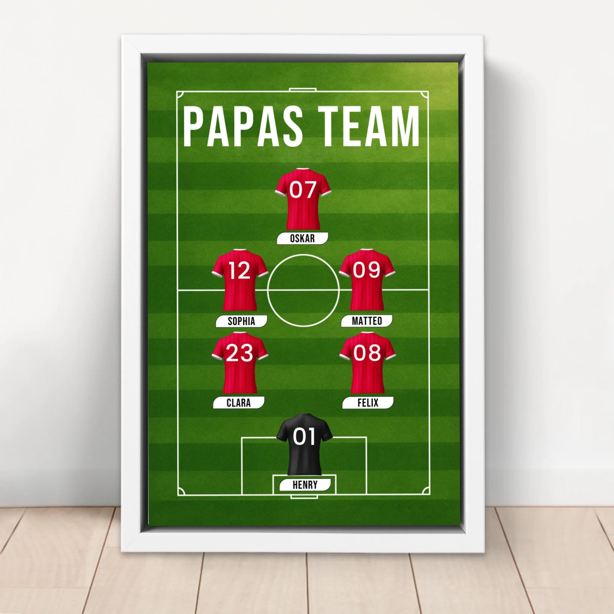 Personalisierte Leinwand "Papas Fußball Team"