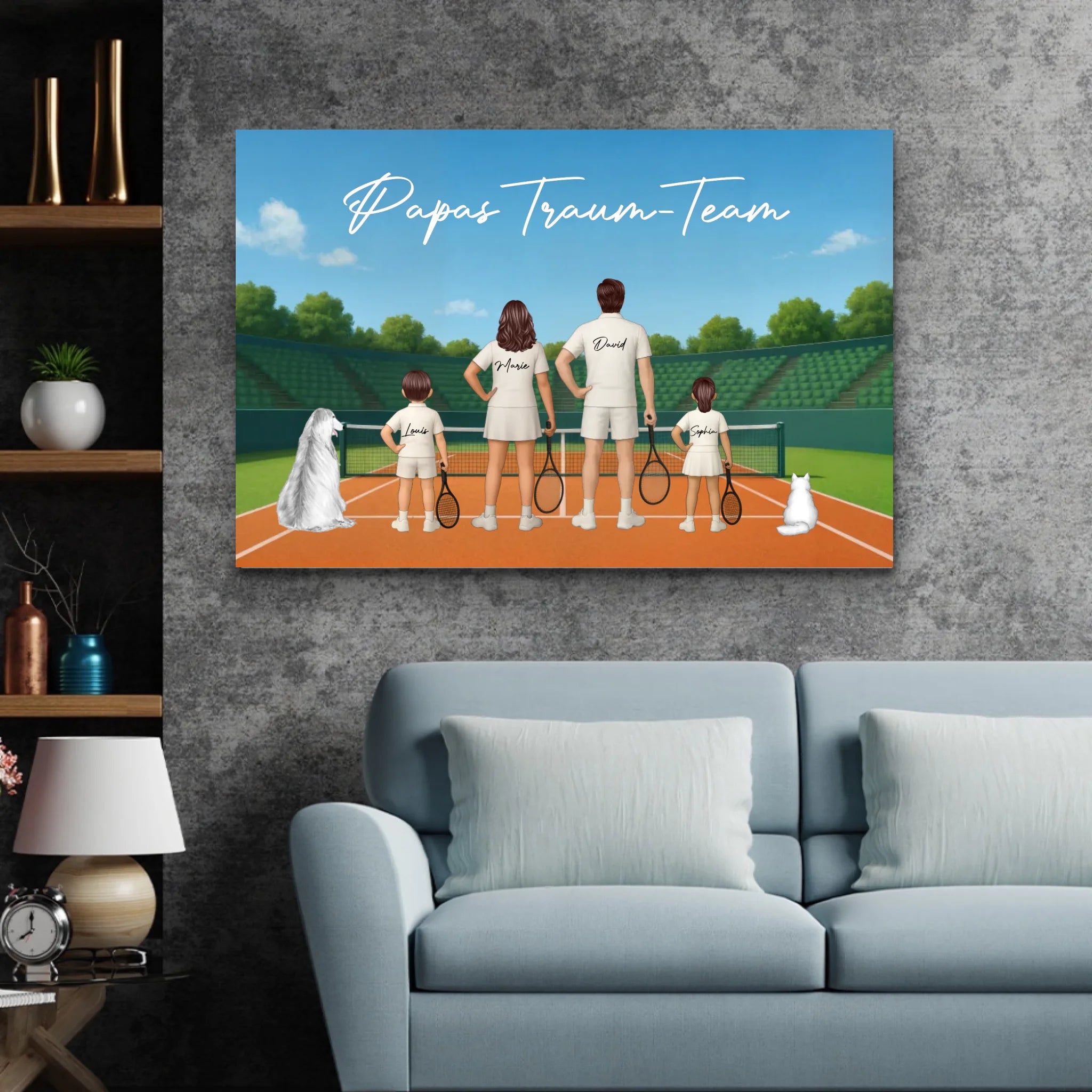 Personalisierte Leinwand "Papas Traum-Team - Tennis"