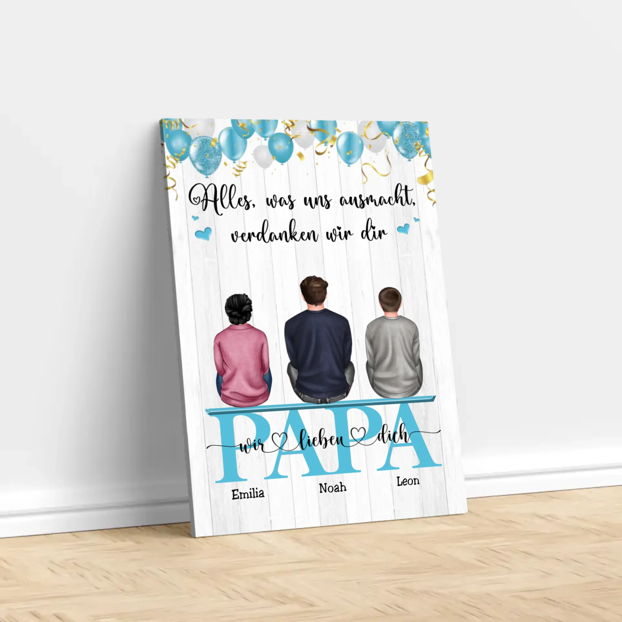 Personalisierte Leinwand "Alles, was uns ausmacht, verdanken wir dir - Geschenk an Papa"