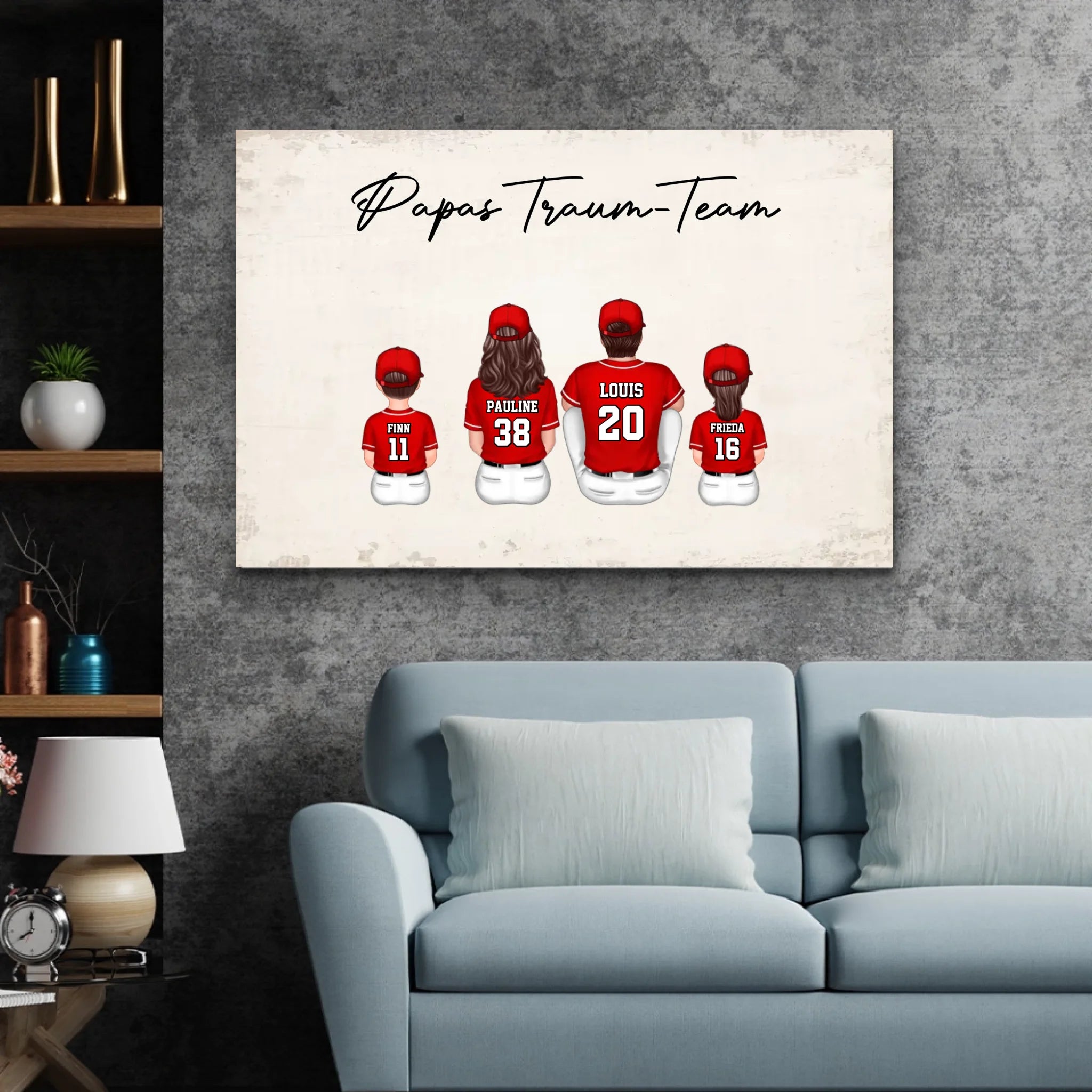 Personalisierte Leinwand "Papas Traum-Team - Baseball"