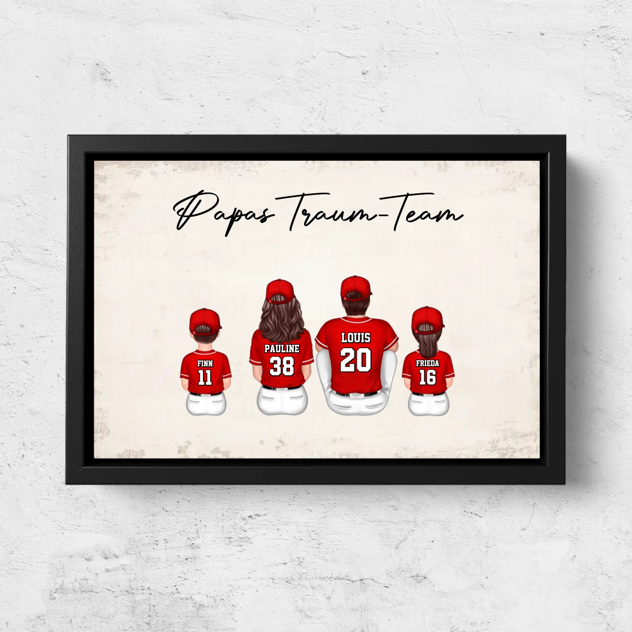 Personalisierte Leinwand "Papas Traum-Team - Baseball"